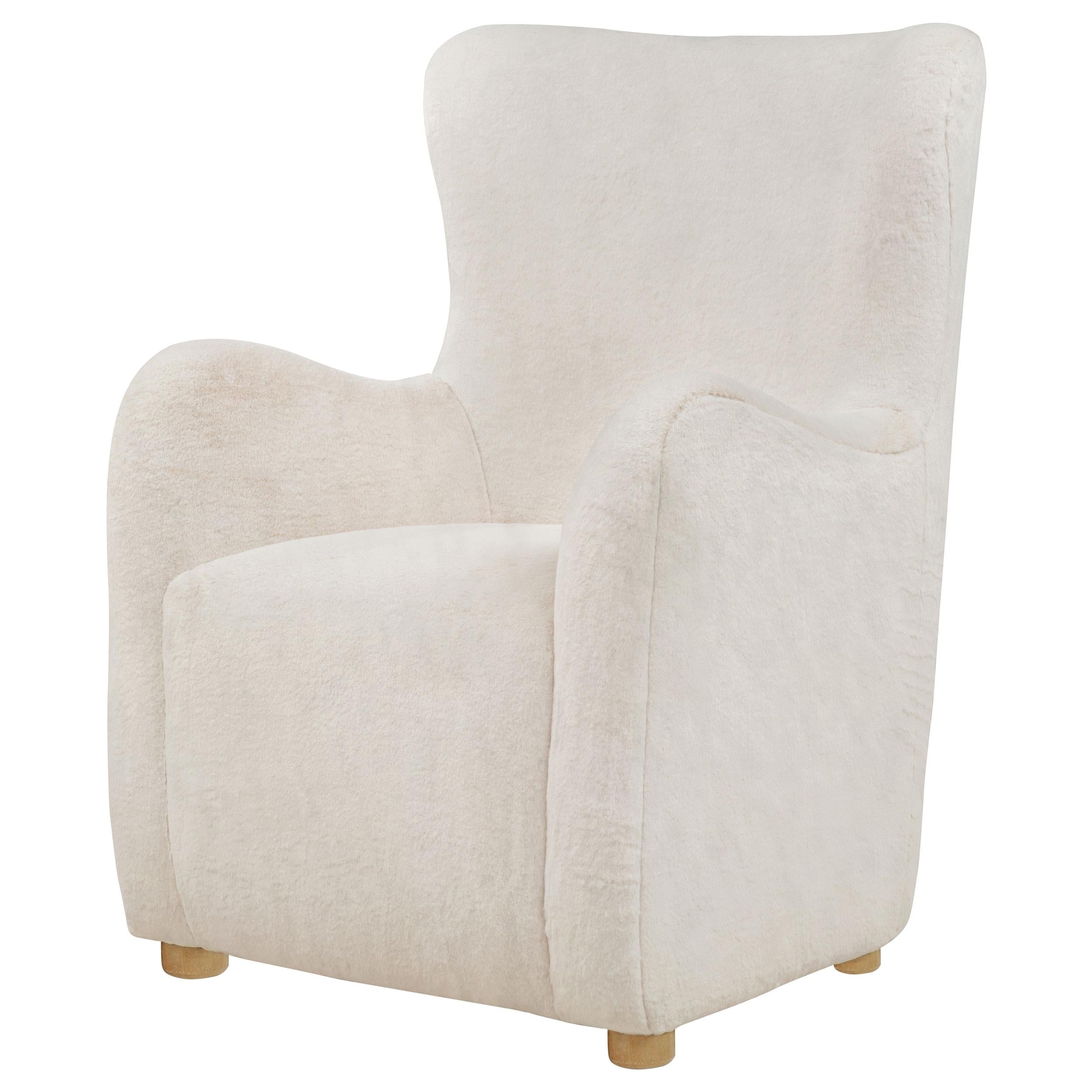  Coaster Furniture Thornton 903175 Faux Fur Upholstered Wingback Lounge Accent Chair - Ivory IMAGE 2