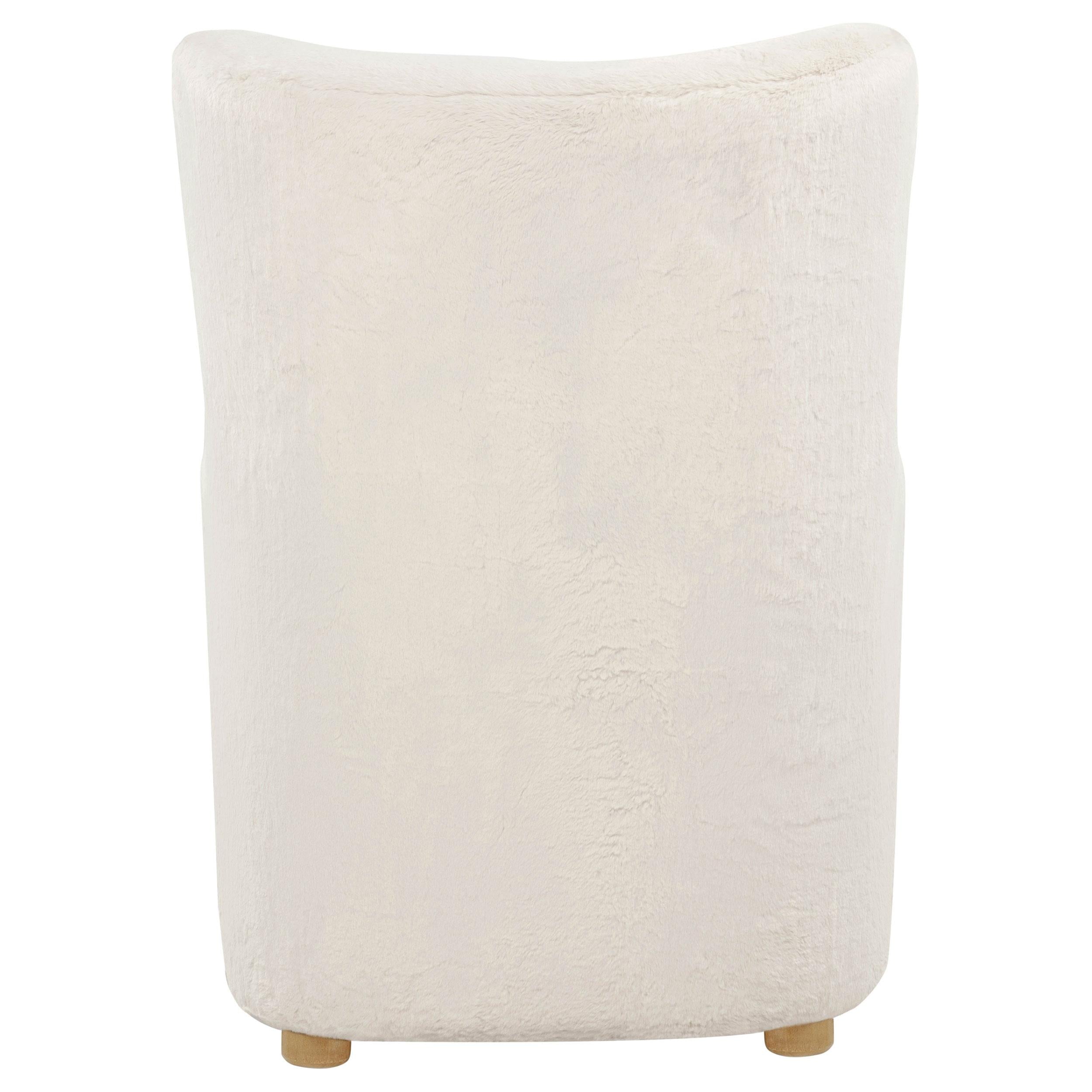  Coaster Furniture Thornton 903175 Faux Fur Upholstered Wingback Lounge Accent Chair - Ivory IMAGE 3