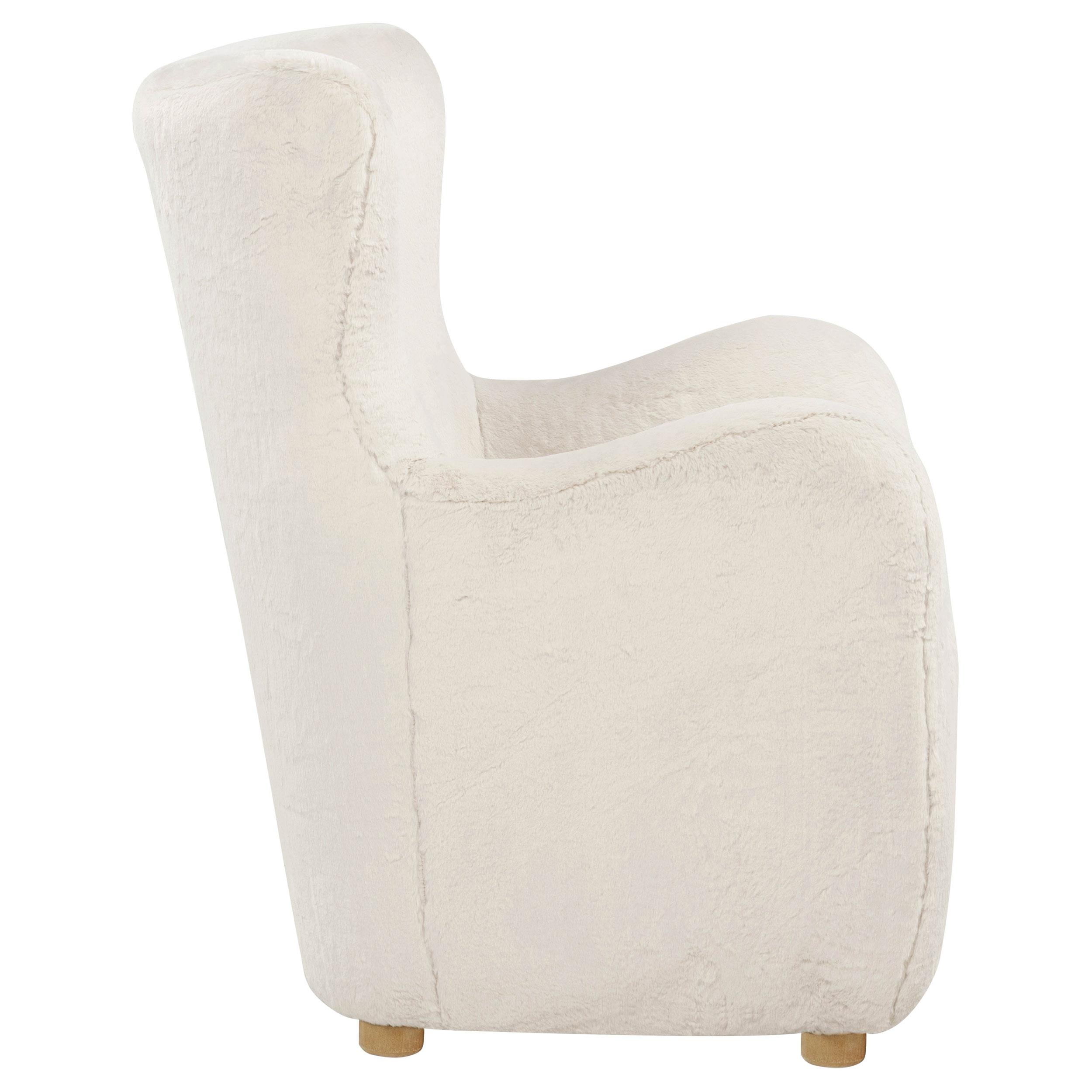  Coaster Furniture Thornton 903175 Faux Fur Upholstered Wingback Lounge Accent Chair - Ivory IMAGE 7