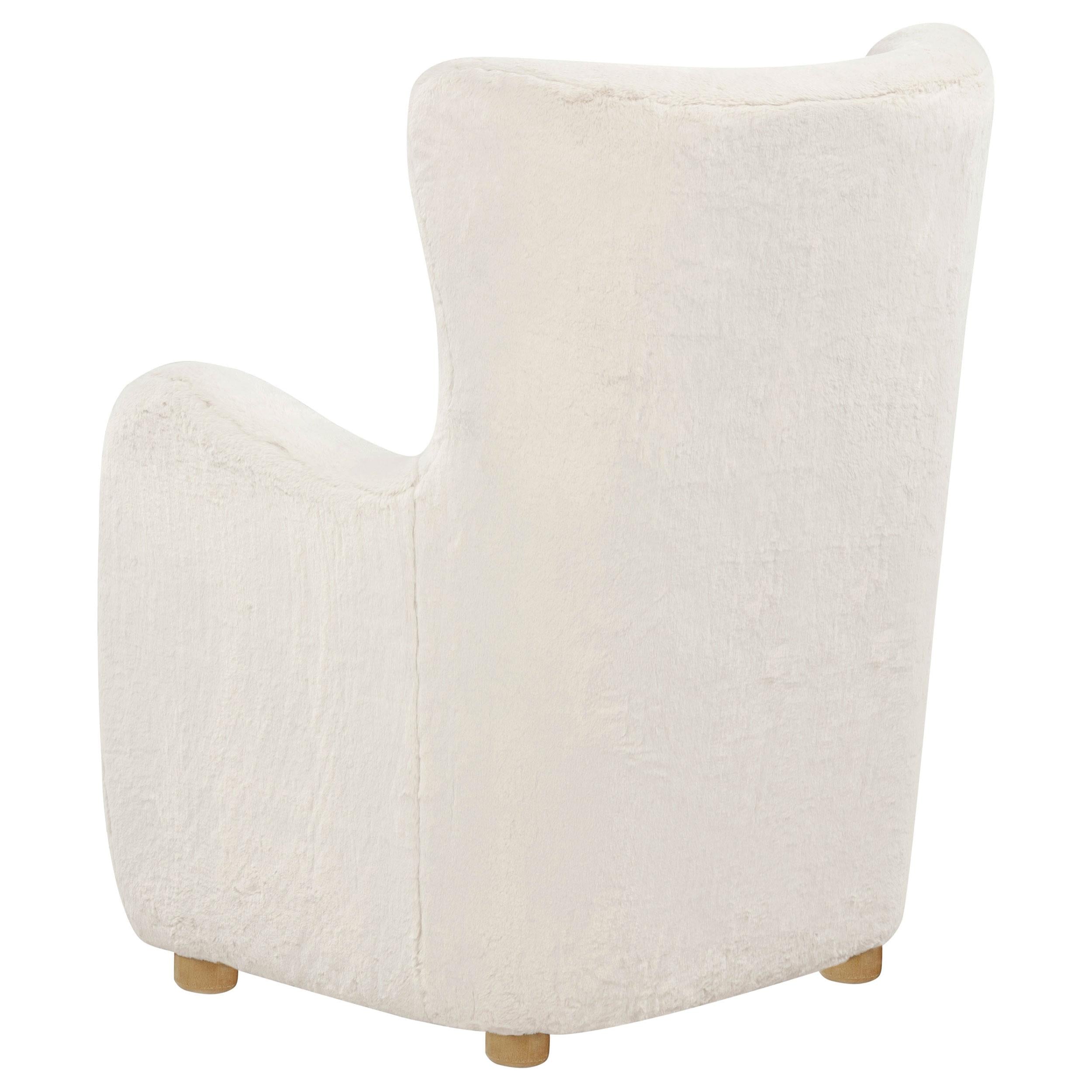  Coaster Furniture Thornton 903175 Faux Fur Upholstered Wingback Lounge Accent Chair - Ivory IMAGE 8