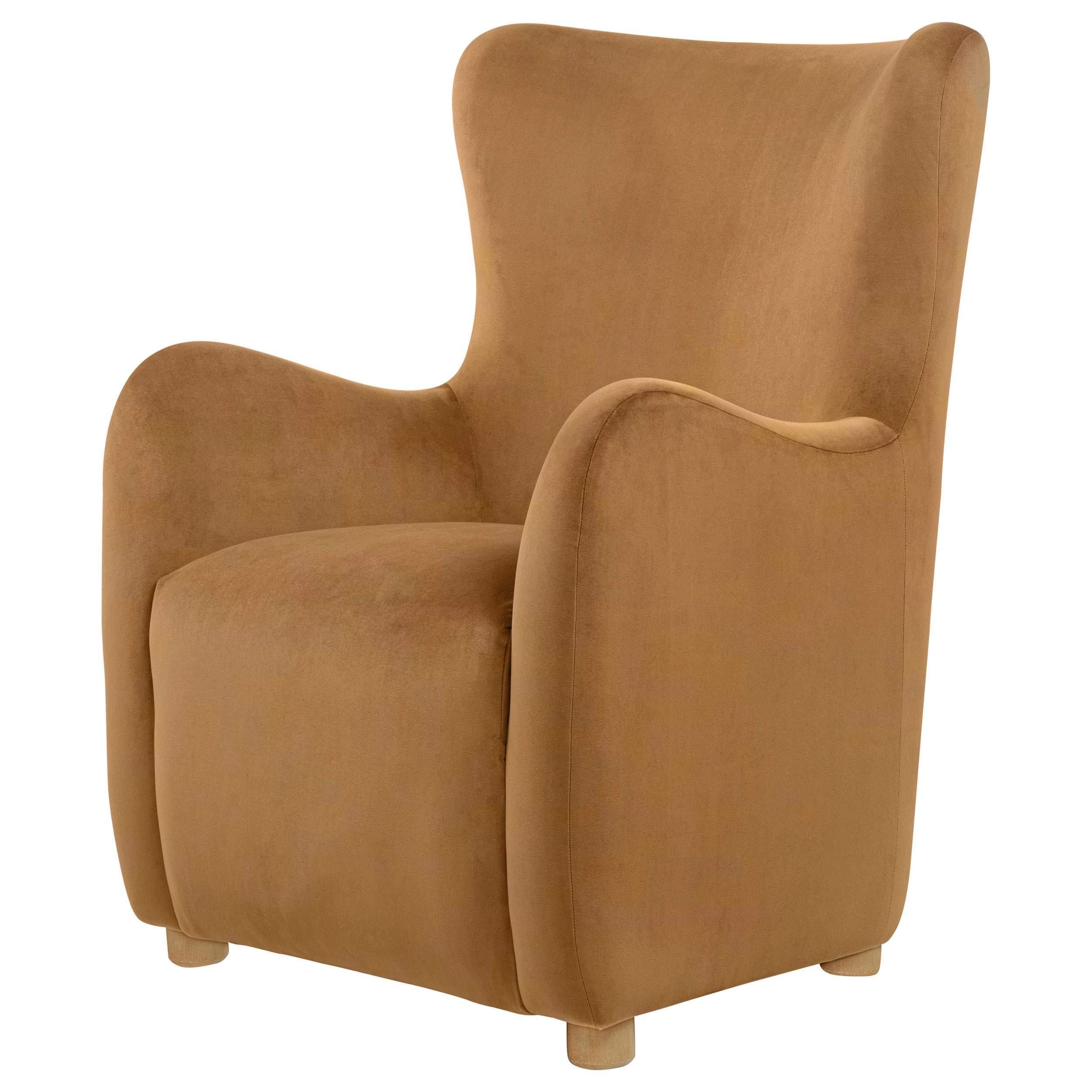  Coaster Furniture Thornton 903176 Velvet Upholstered Wingback Lounge Accent Chair - Cognac IMAGE 1