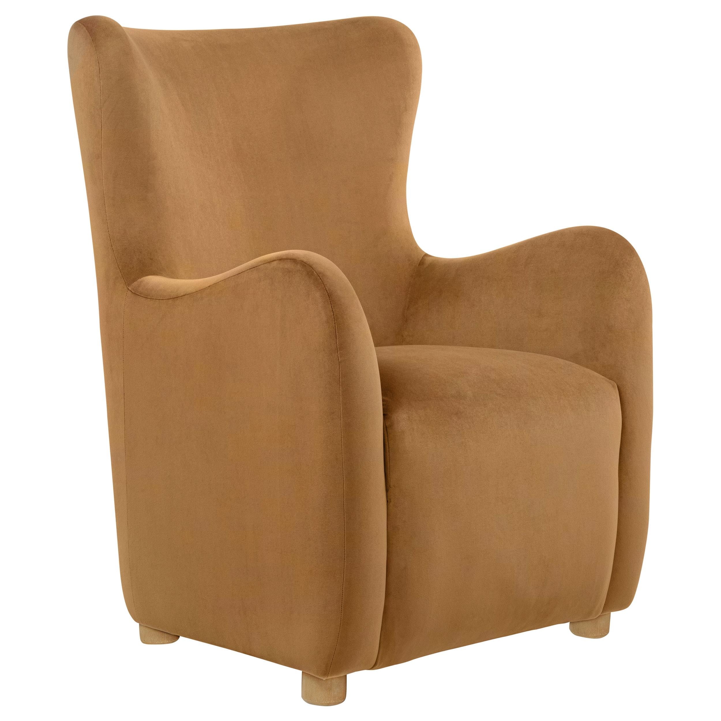  Coaster Furniture Thornton 903176 Velvet Upholstered Wingback Lounge Accent Chair - Cognac IMAGE 3
