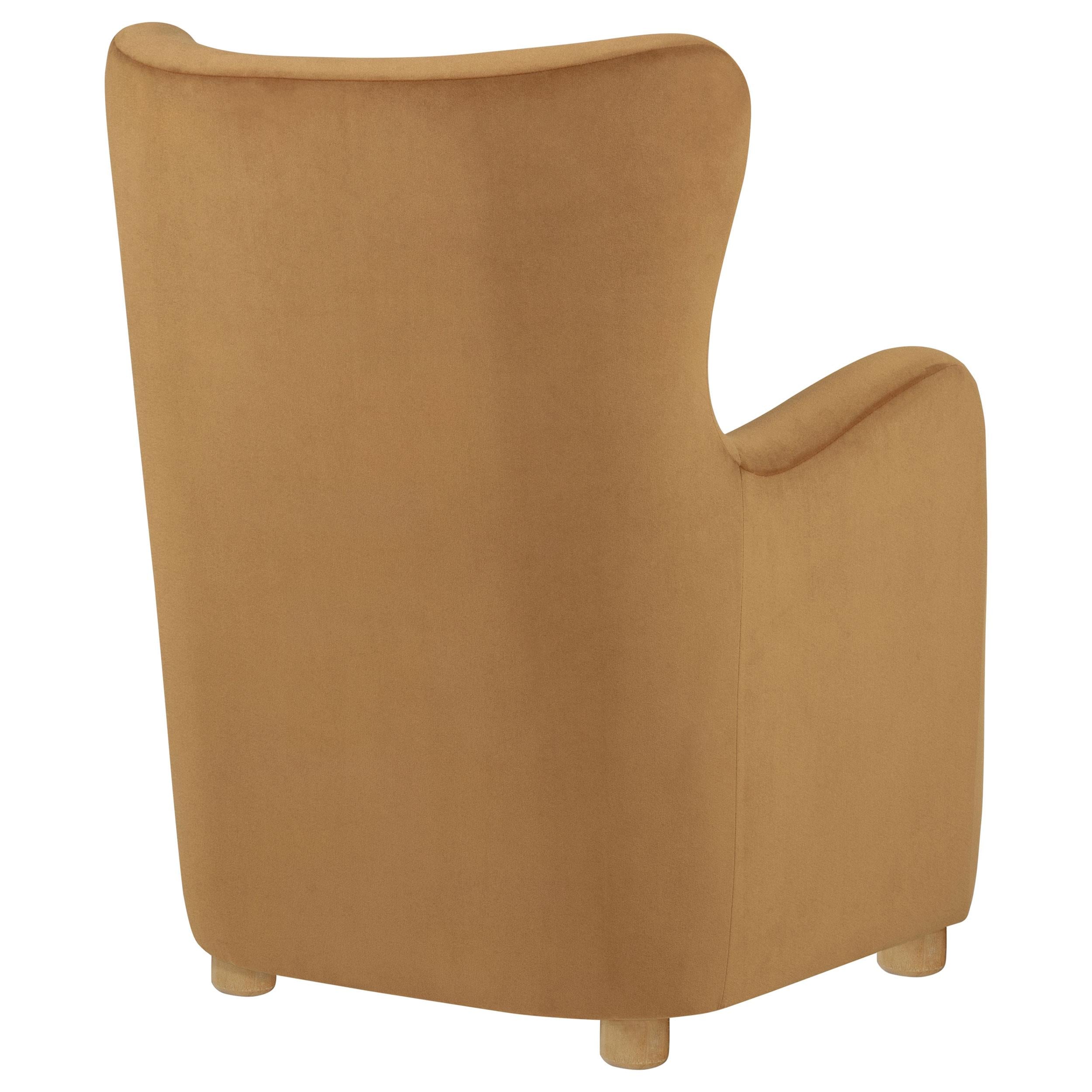  Coaster Furniture Thornton 903176 Velvet Upholstered Wingback Lounge Accent Chair - Cognac IMAGE 4