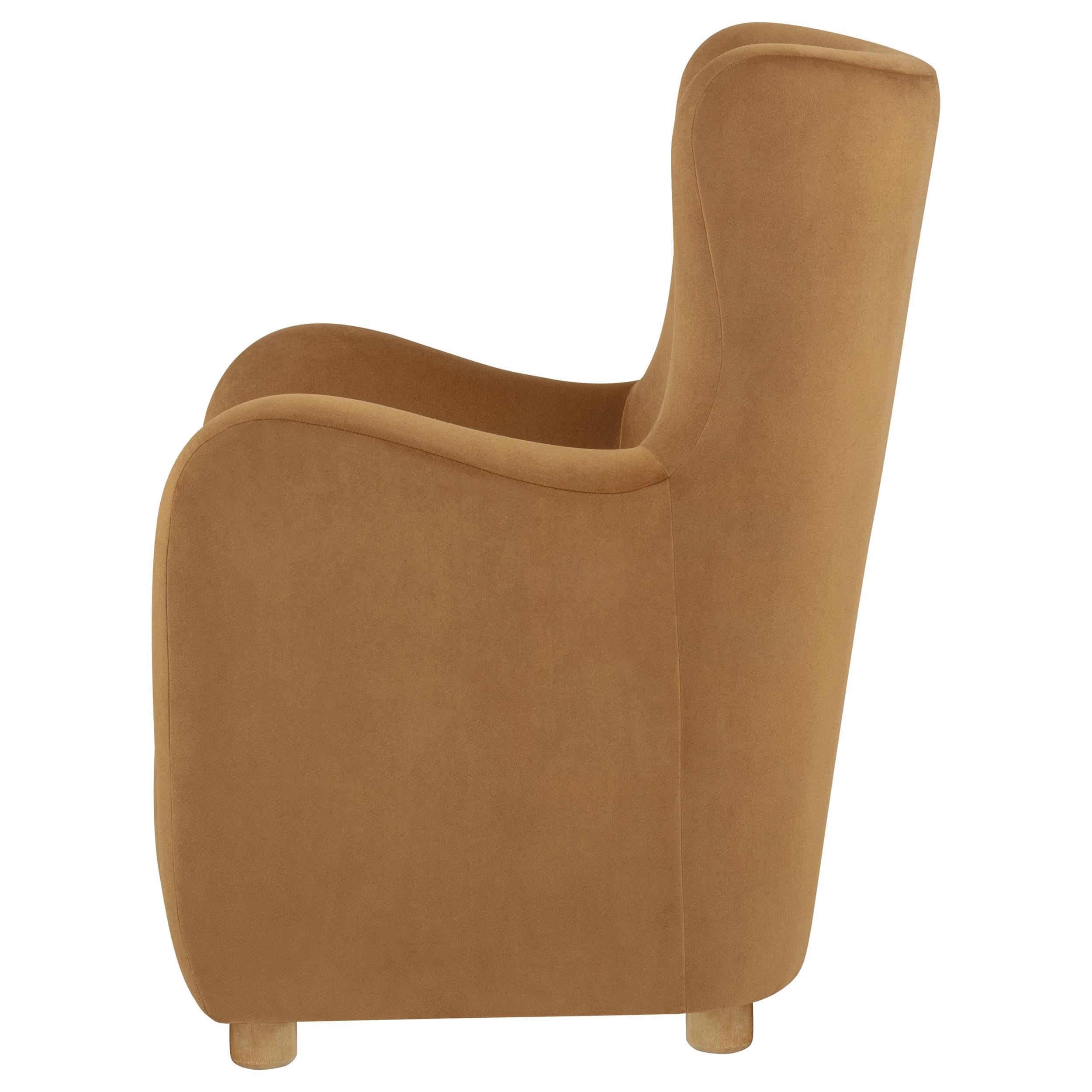  Coaster Furniture Thornton 903176 Velvet Upholstered Wingback Lounge Accent Chair - Cognac IMAGE 5