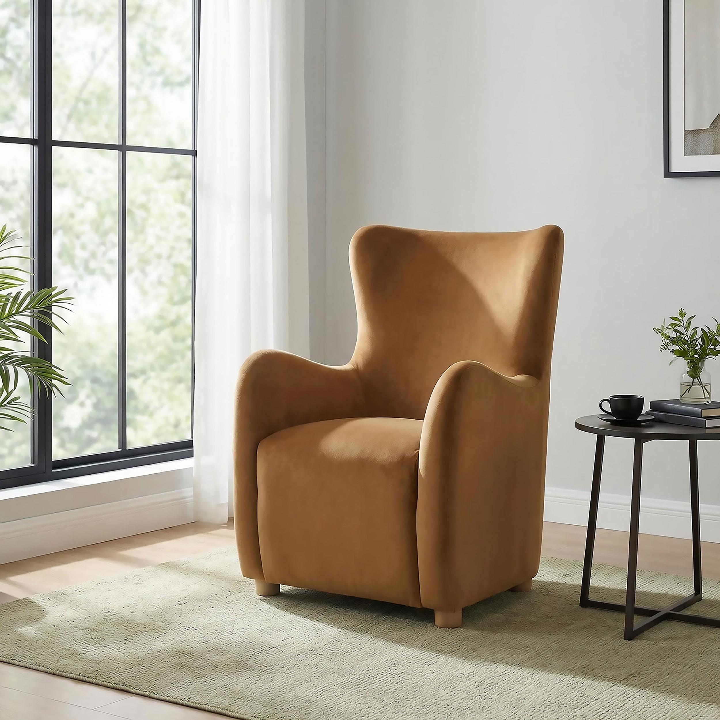  Coaster Furniture Thornton 903176 Velvet Upholstered Wingback Lounge Accent Chair - Cognac IMAGE 6