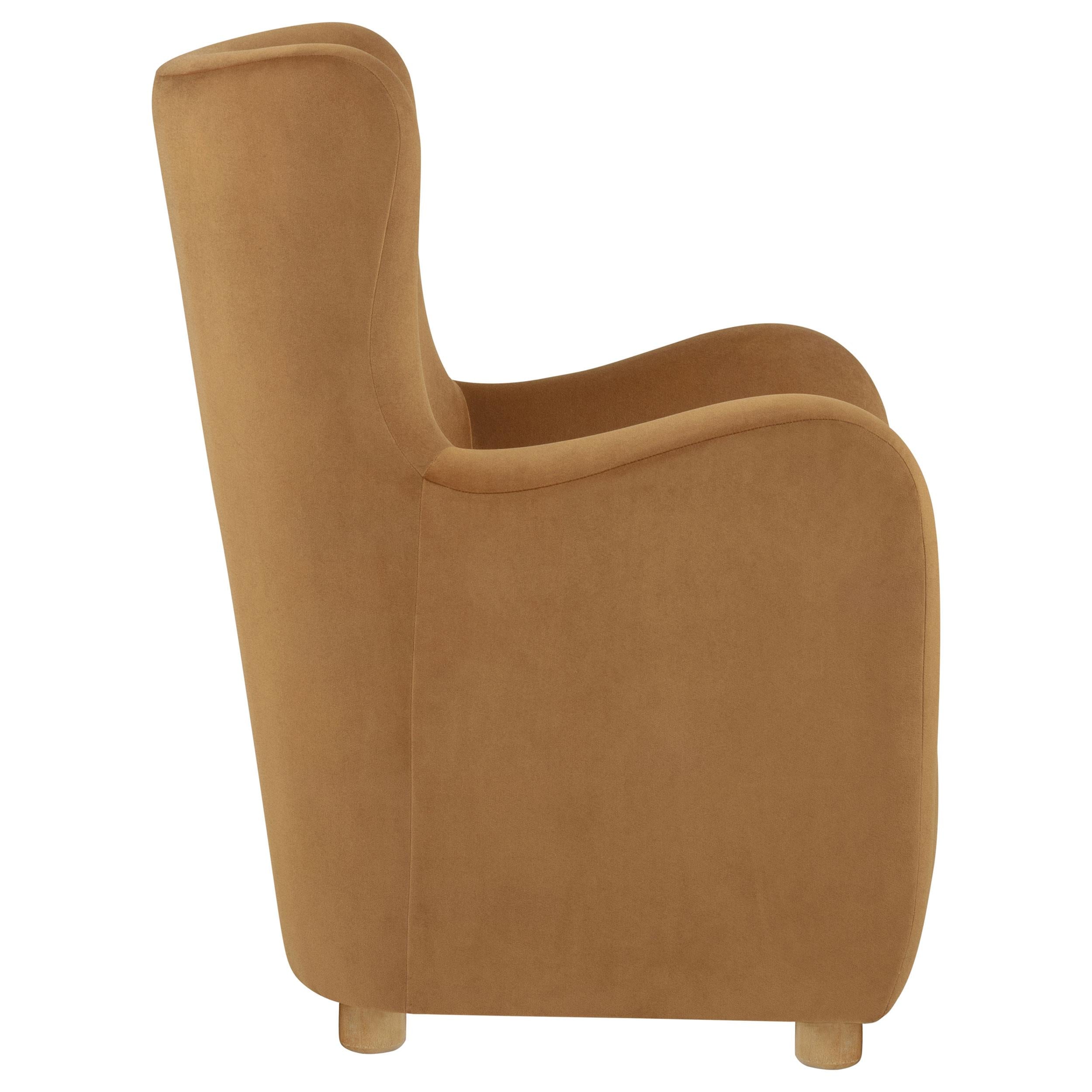  Coaster Furniture Thornton 903176 Velvet Upholstered Wingback Lounge Accent Chair - Cognac IMAGE 7