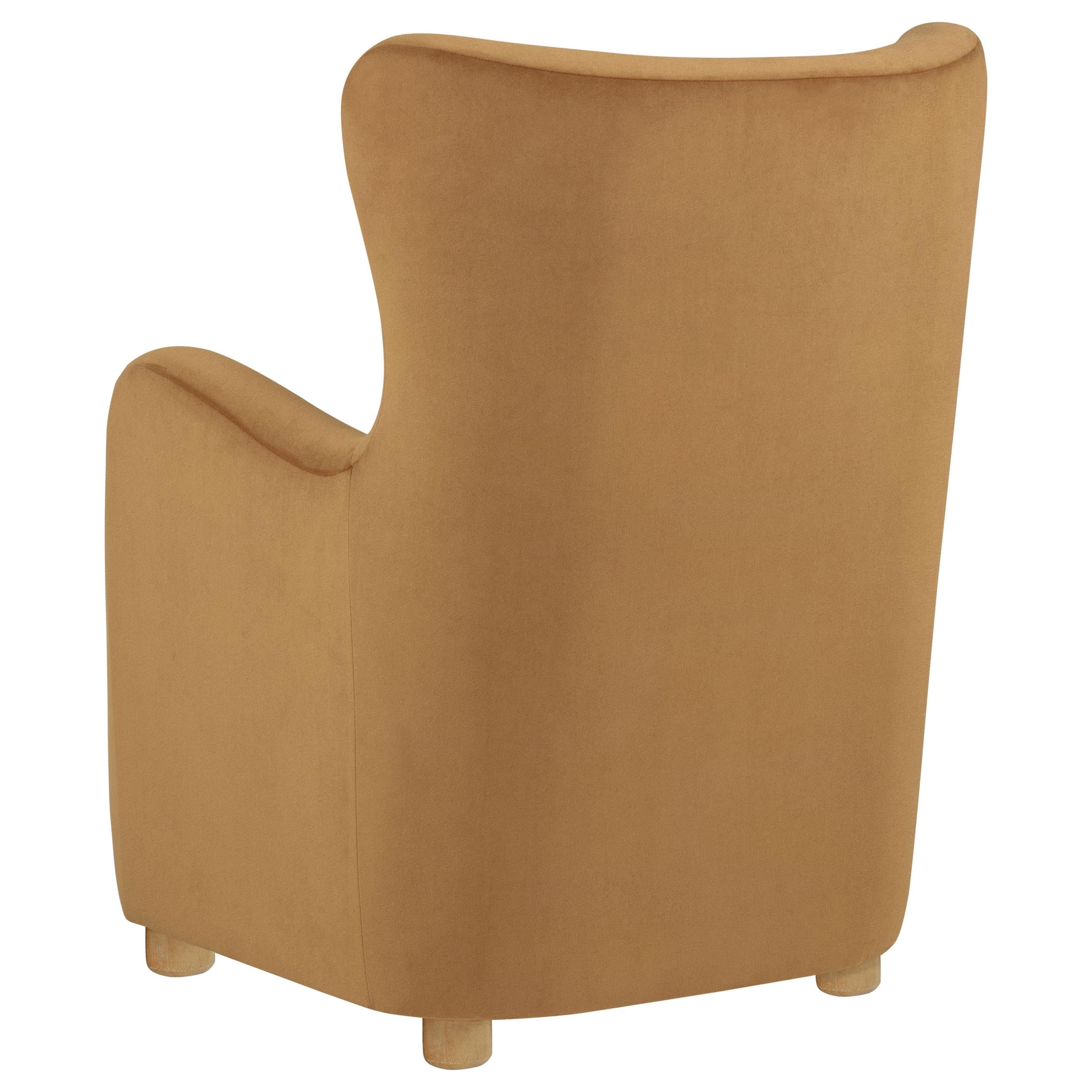  Coaster Furniture Thornton 903176 Velvet Upholstered Wingback Lounge Accent Chair - Cognac IMAGE 8