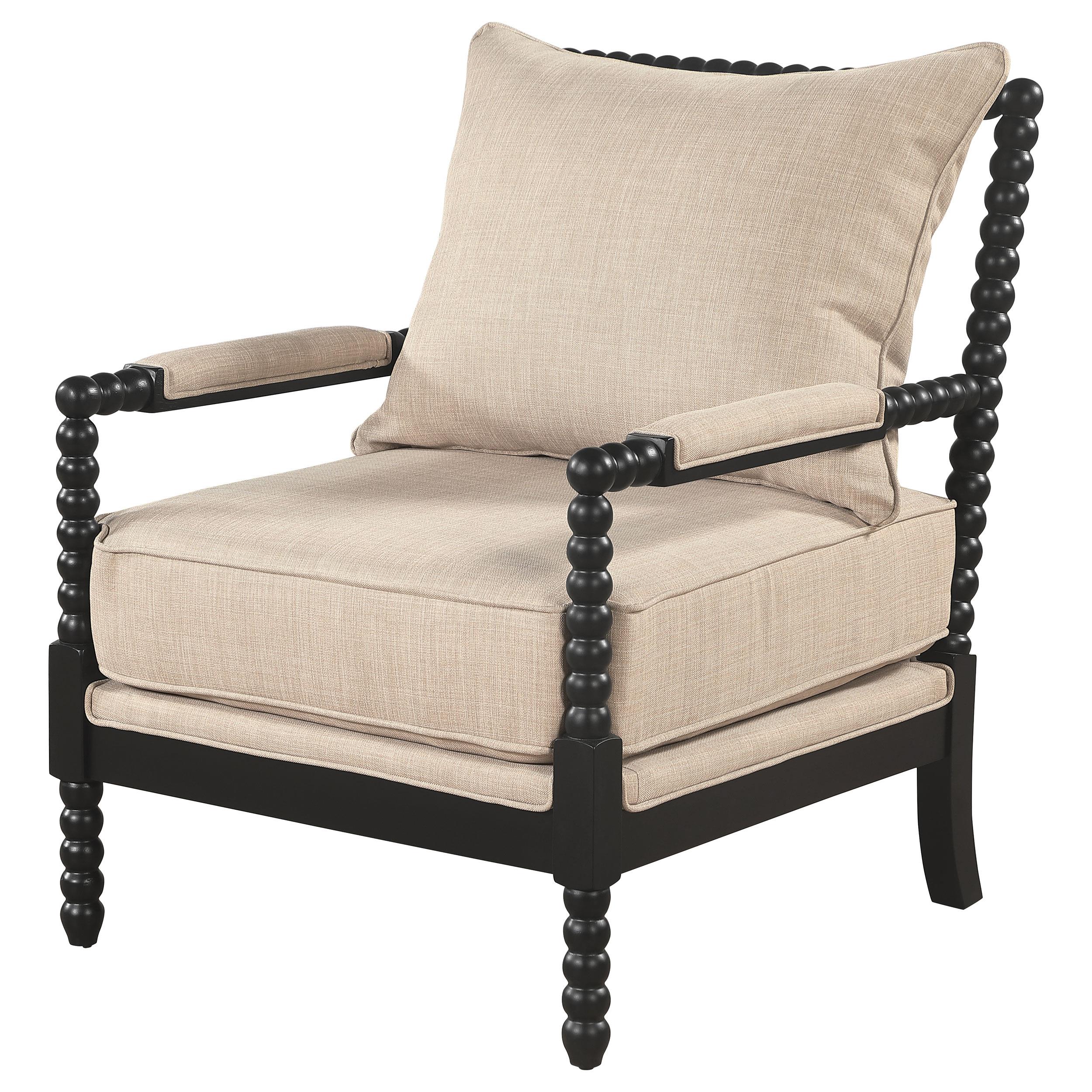  Coaster Furniture Blanchett 903237 Upholstered Bobbin Accent Chair - Beige/Black IMAGE 1
