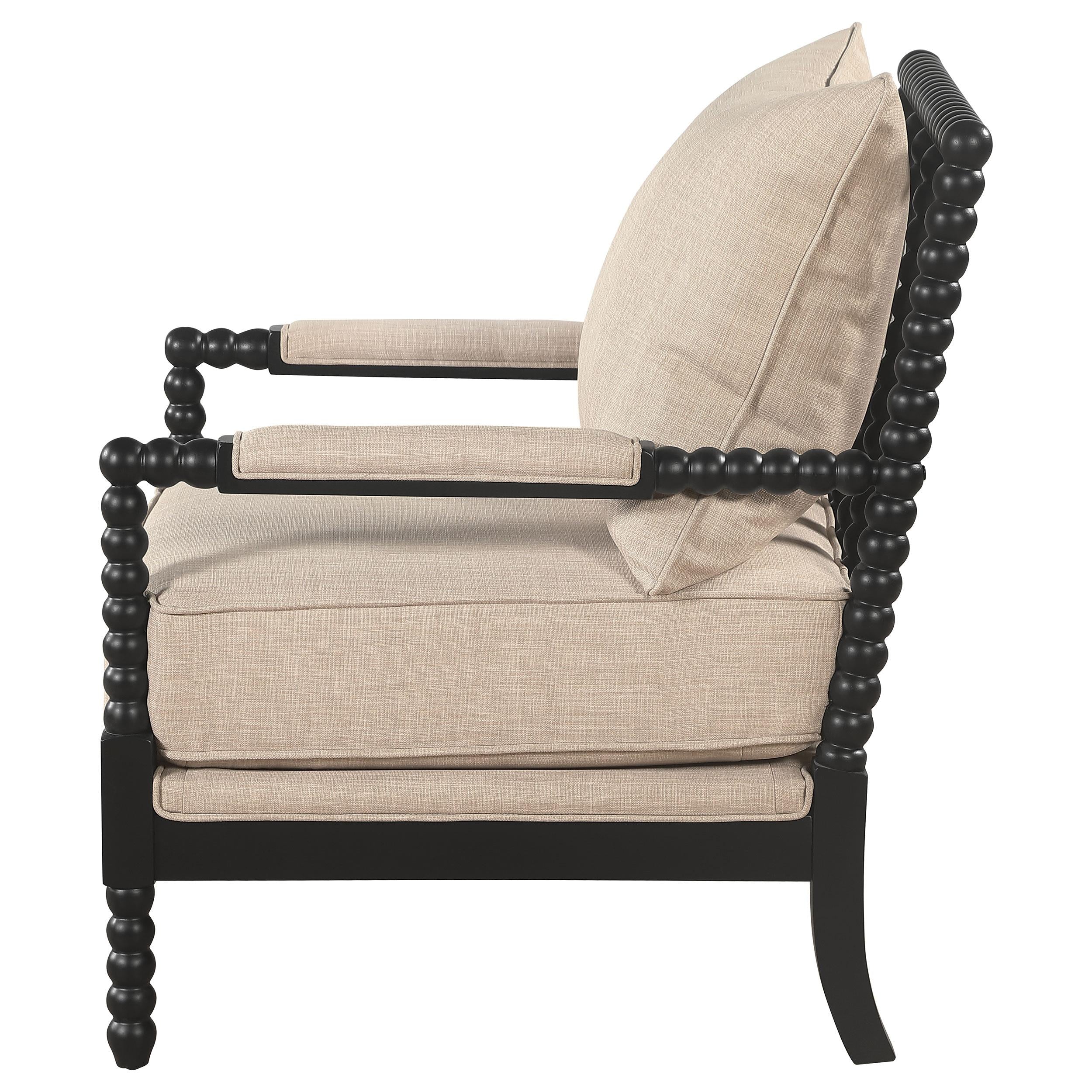  Coaster Furniture Blanchett 903237 Upholstered Bobbin Accent Chair - Beige/Black IMAGE 2