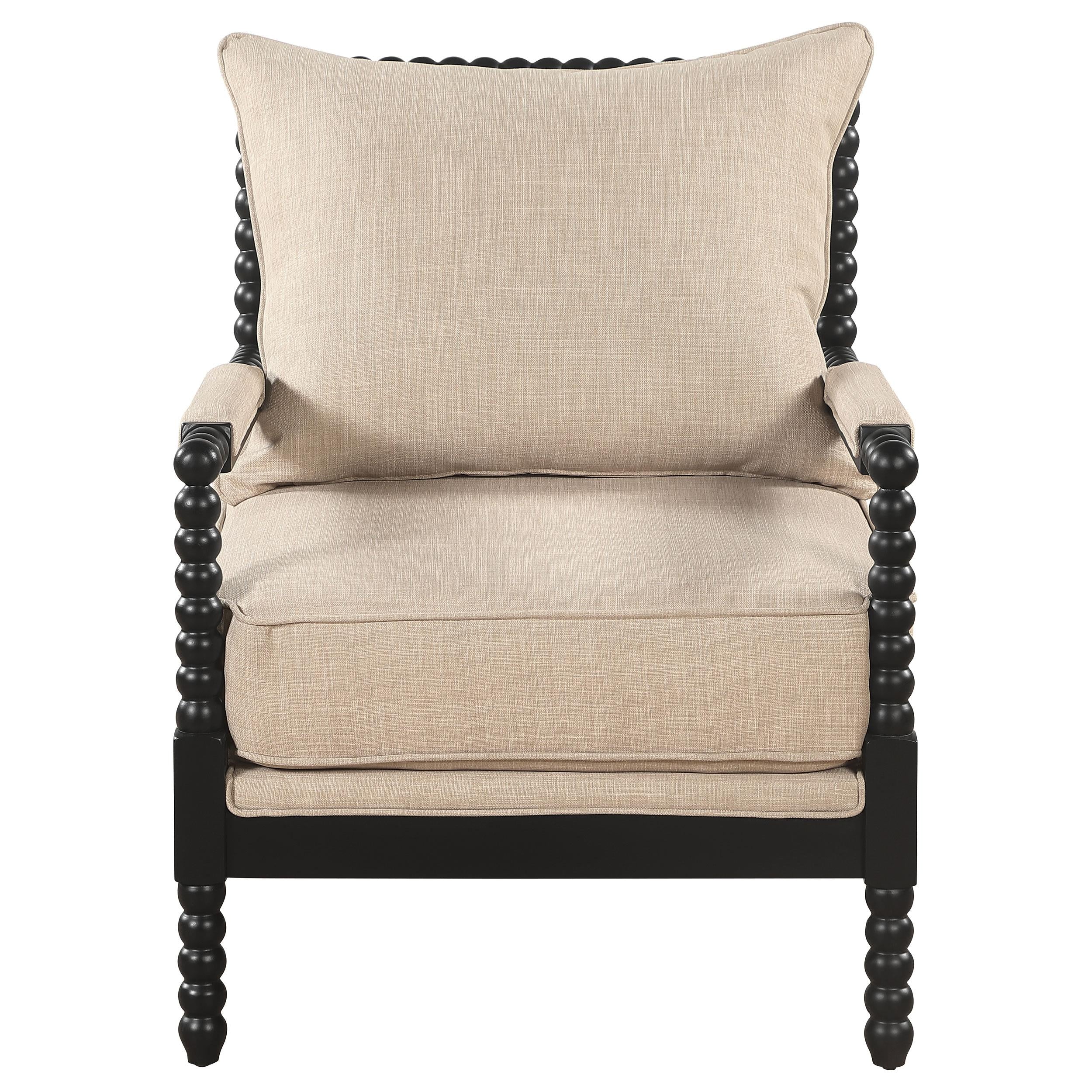 Coaster Furniture Blanchett 903237 Upholstered Bobbin Accent Chair - Beige/Black IMAGE 3