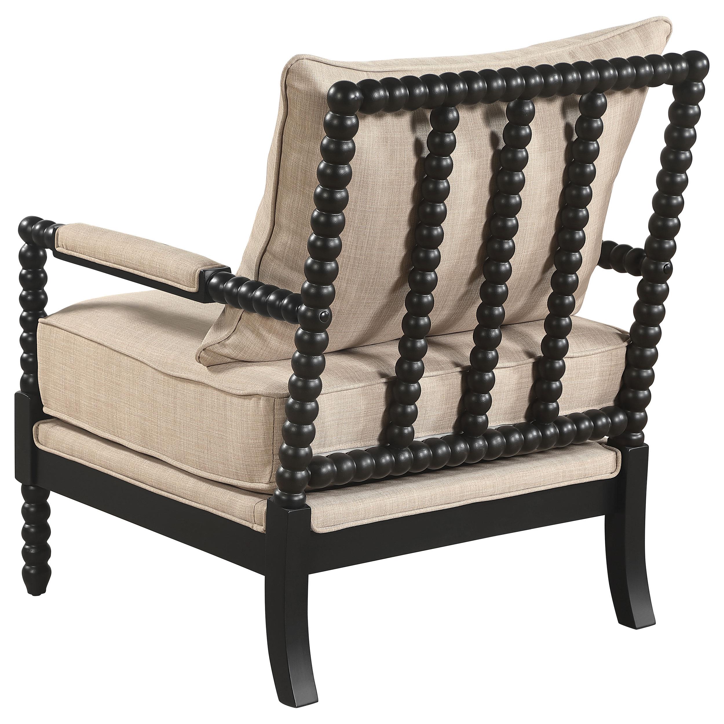  Coaster Furniture Blanchett 903237 Upholstered Bobbin Accent Chair - Beige/Black IMAGE 4