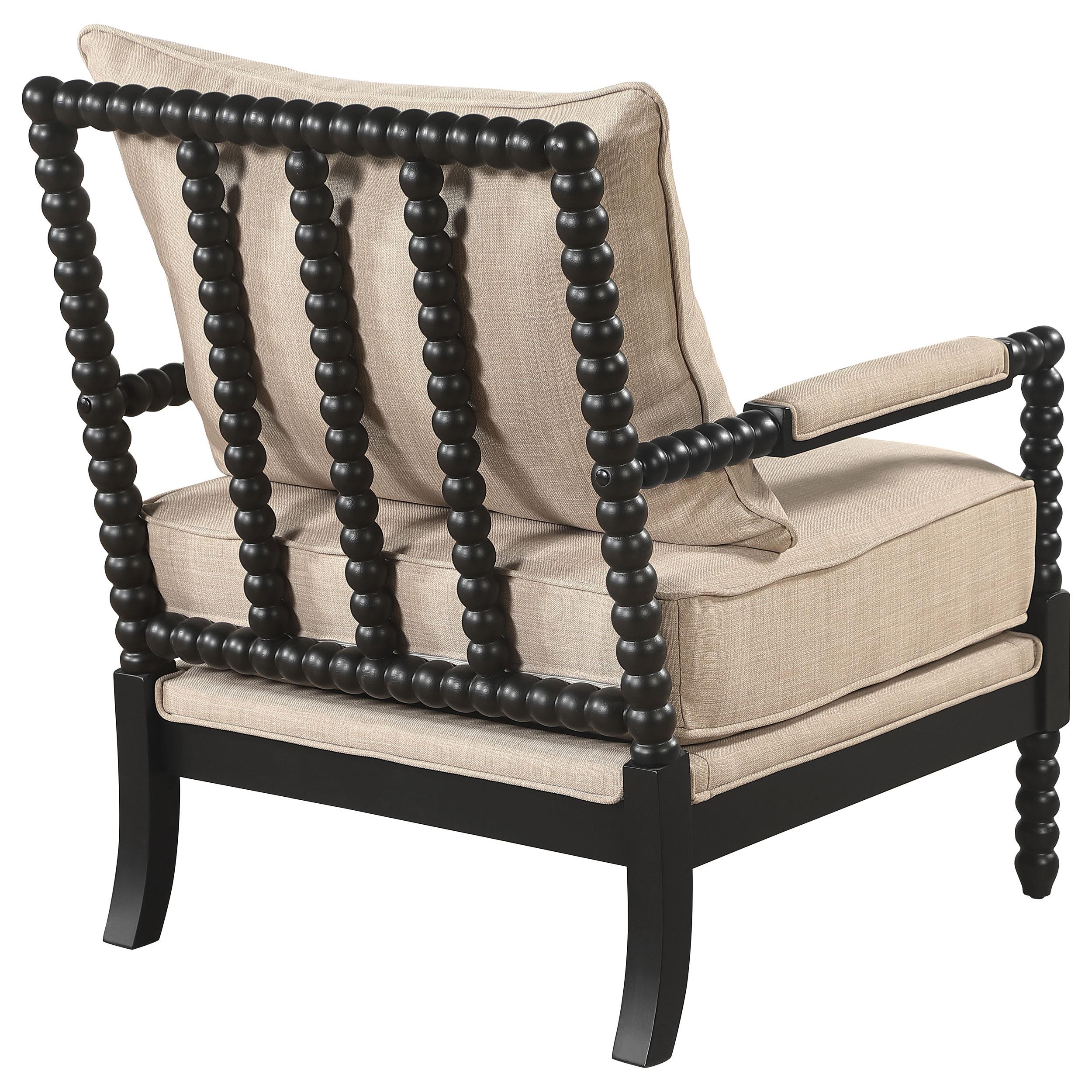  Coaster Furniture Blanchett 903237 Upholstered Bobbin Accent Chair - Beige/Black IMAGE 5