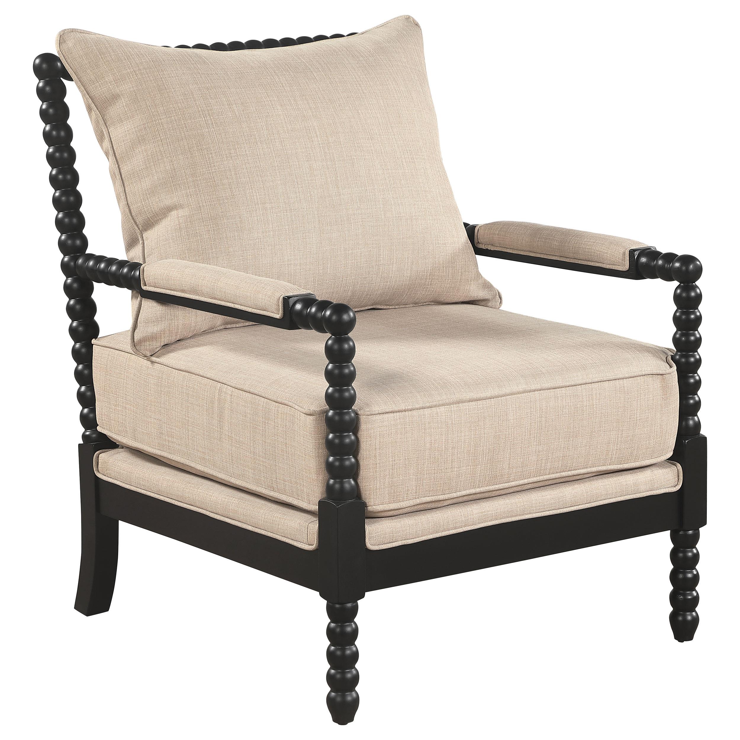  Coaster Furniture Blanchett 903237 Upholstered Bobbin Accent Chair - Beige/Black IMAGE 8