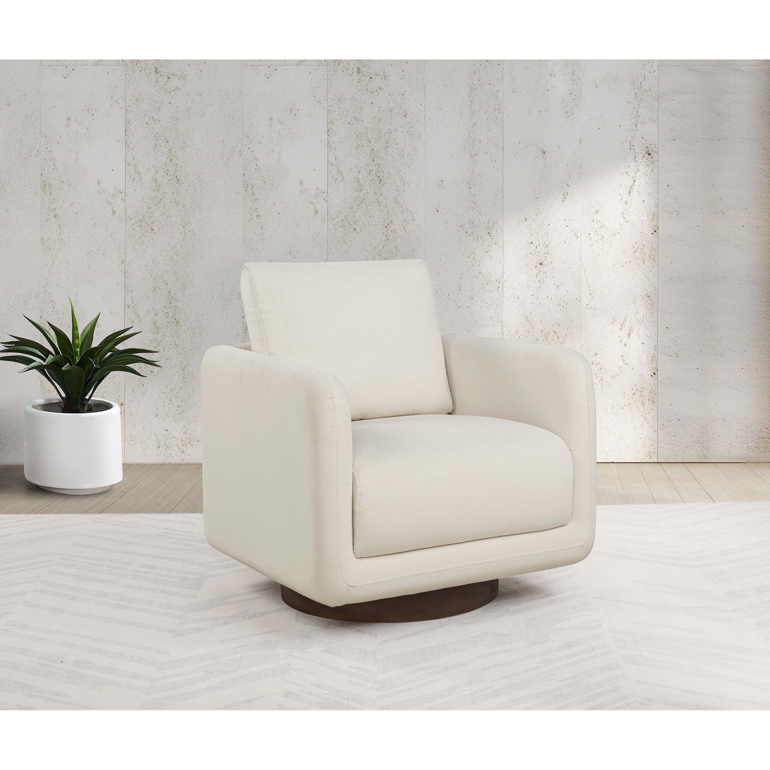  Coaster Furniture Iris 903255 Fabric Upholstered Swivel Accent Chair - Ivory IMAGE 3
