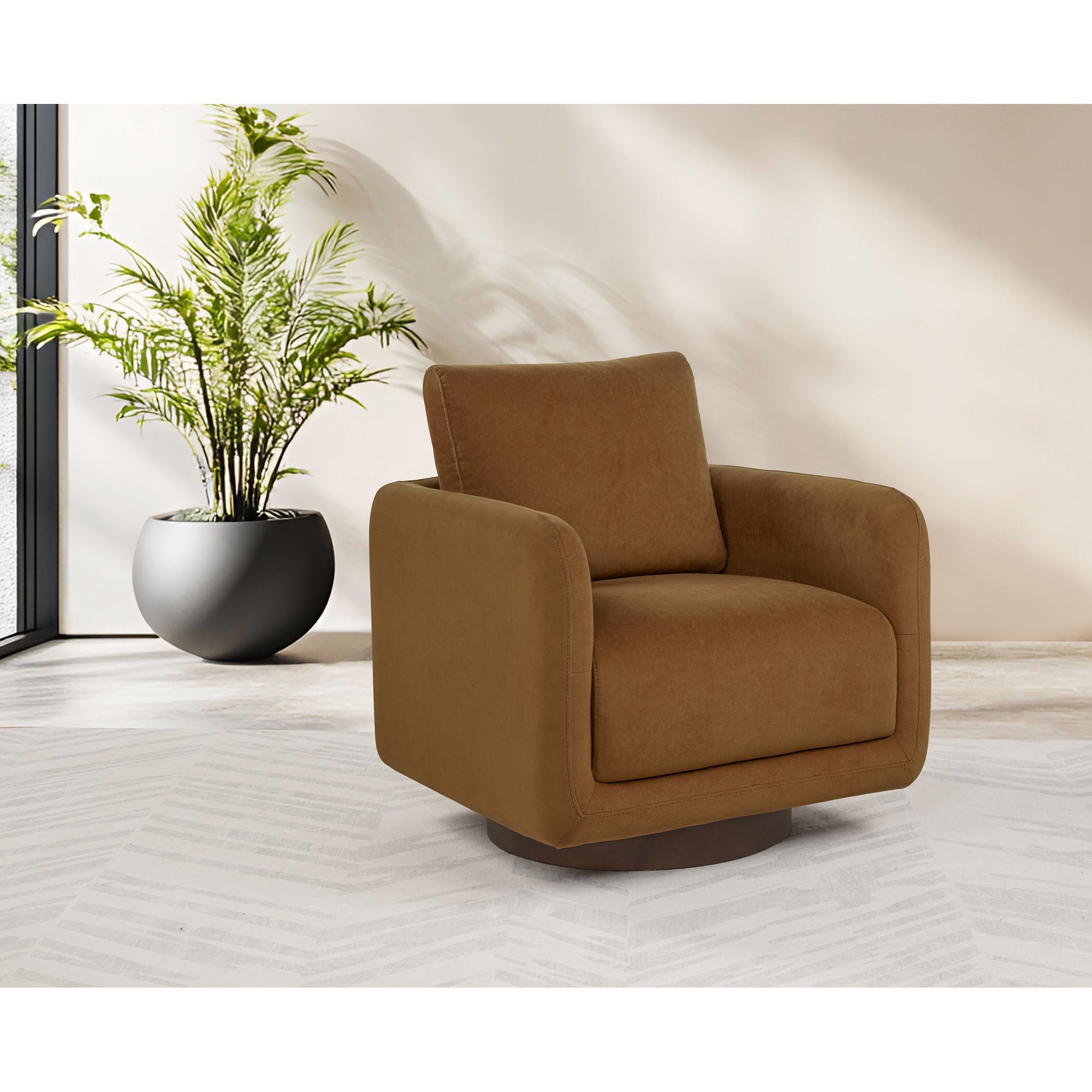 Coaster Furniture Iris 903256 Fabric Upholstered Swivel Accent Chair - Rust IMAGE 3