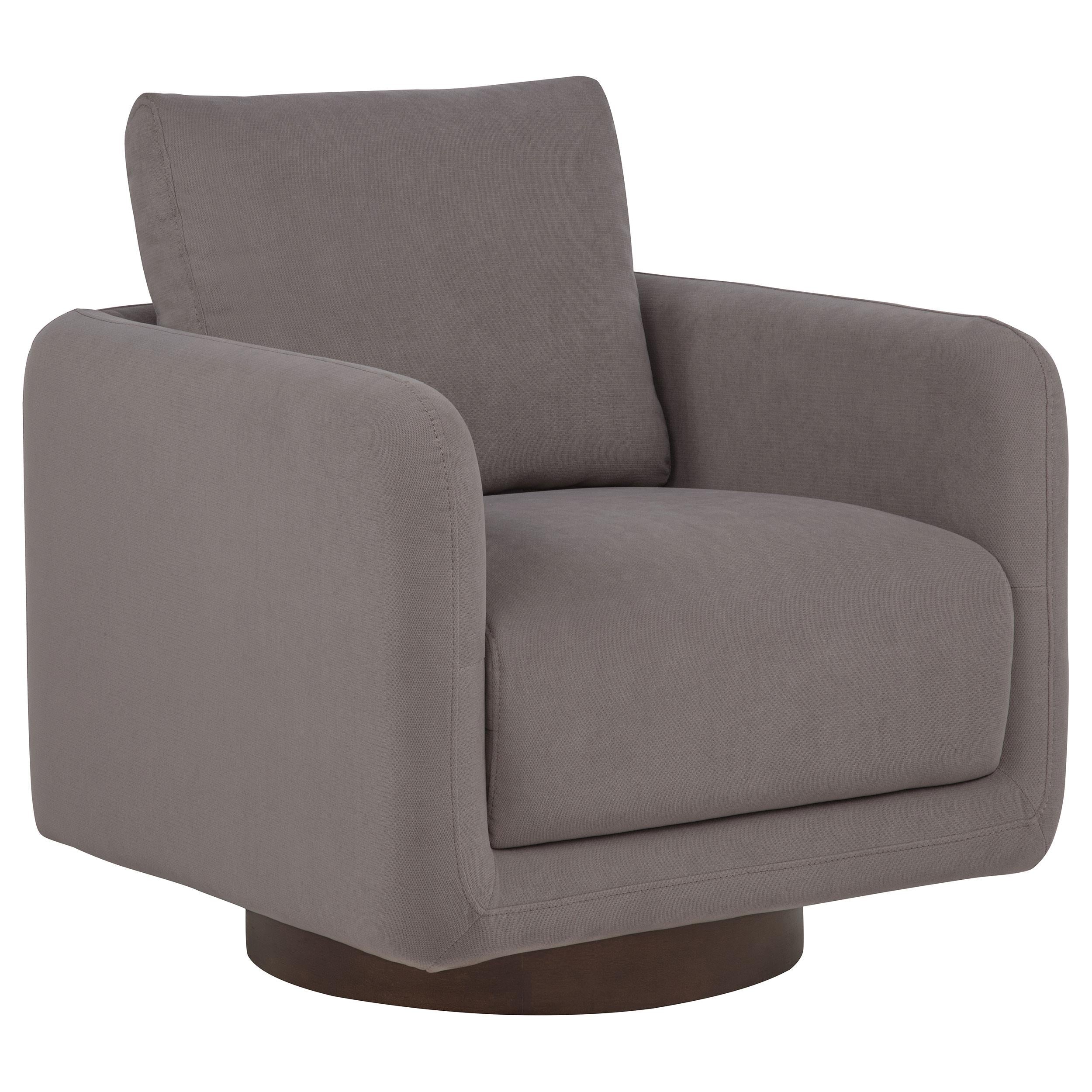  Coaster Furniture Iris 903258 Fabric Upholstered Swivel Accent Chair - Stone IMAGE 1