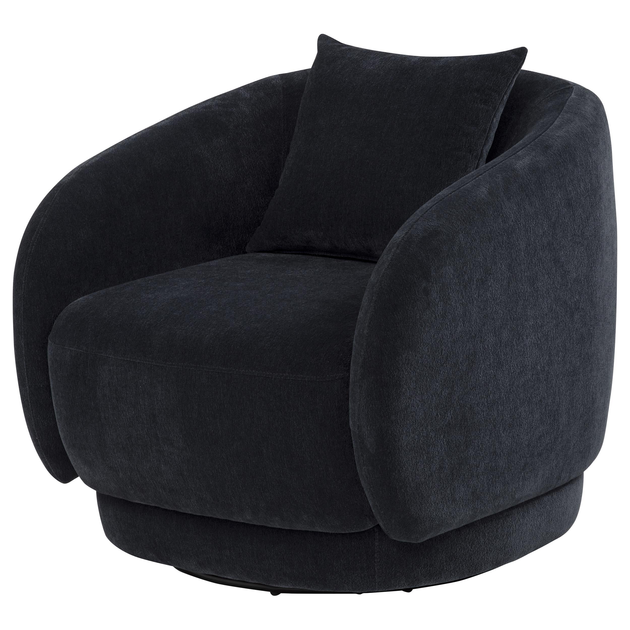  Coaster Furniture Arnaud 903487 Chenille Upholstered Swivel Accent Chair - Navy IMAGE 3