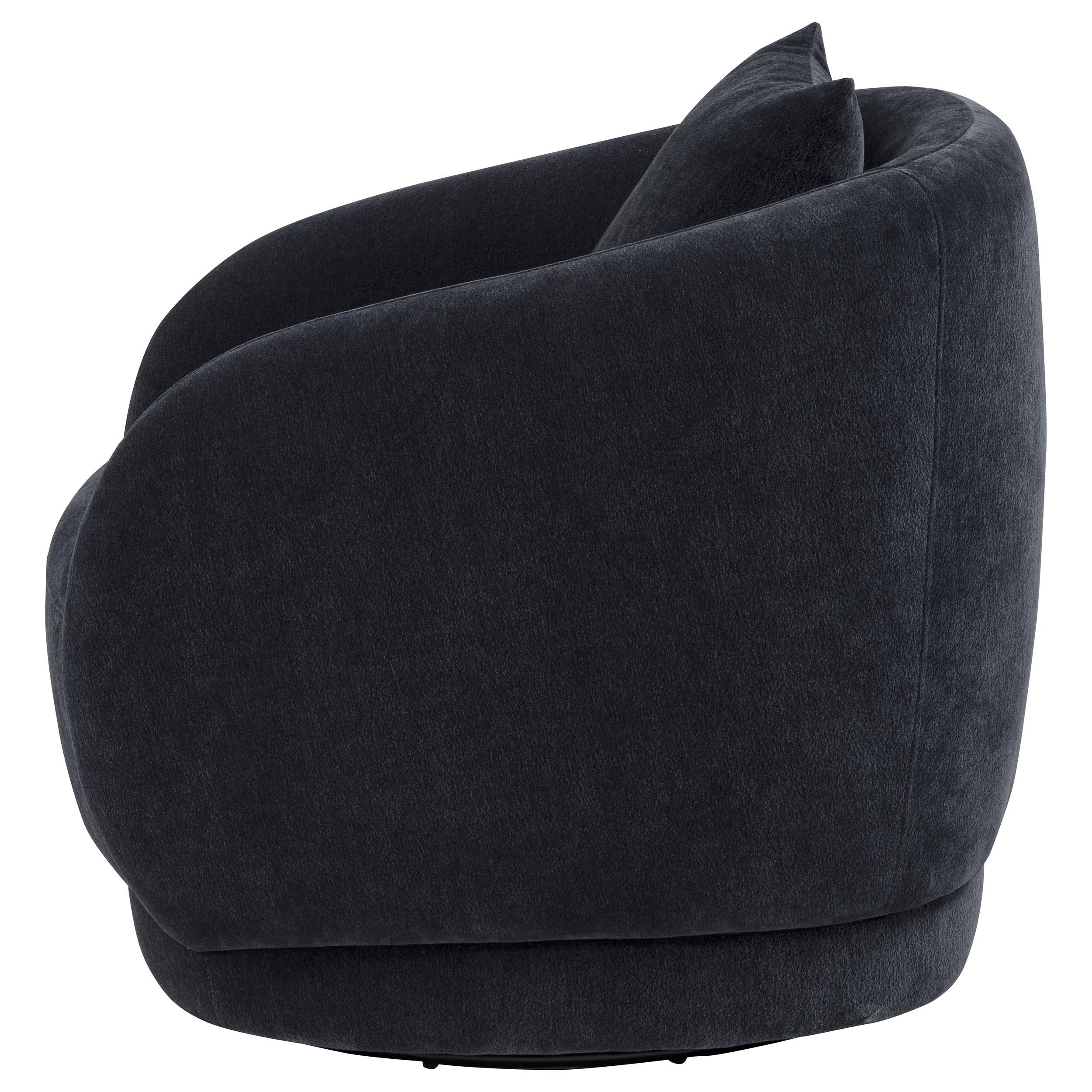  Coaster Furniture Arnaud 903487 Chenille Upholstered Swivel Accent Chair - Navy IMAGE 4
