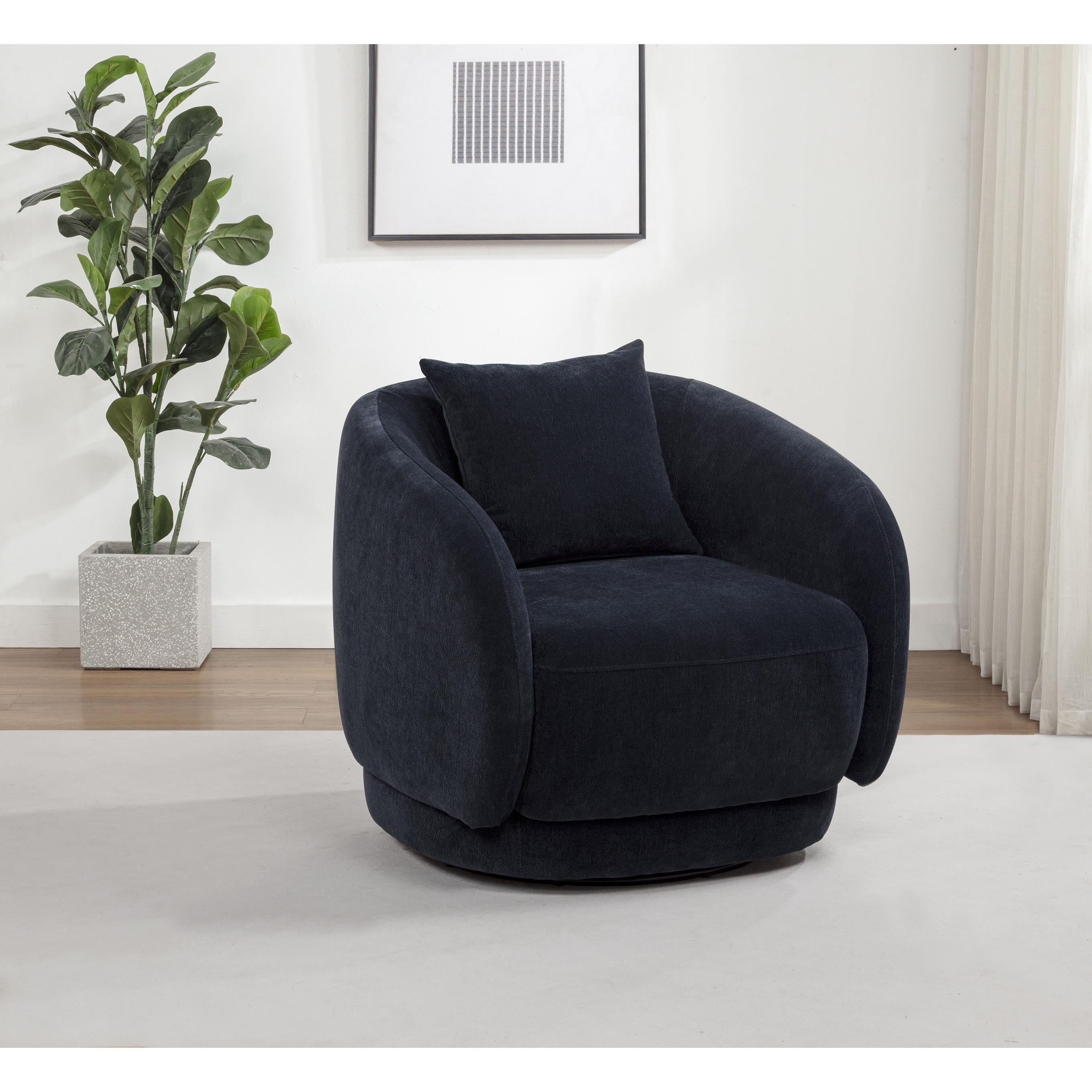  Coaster Furniture Arnaud 903487 Chenille Upholstered Swivel Accent Chair - Navy IMAGE 5