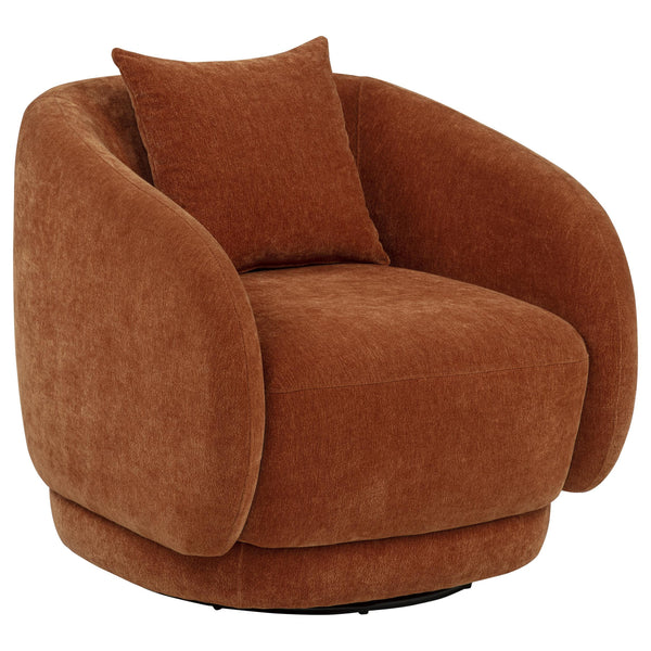 Coaster Furniture Arnaud 903488 Chenille Upholstered Swivel Accent Chair - Burnt Orange