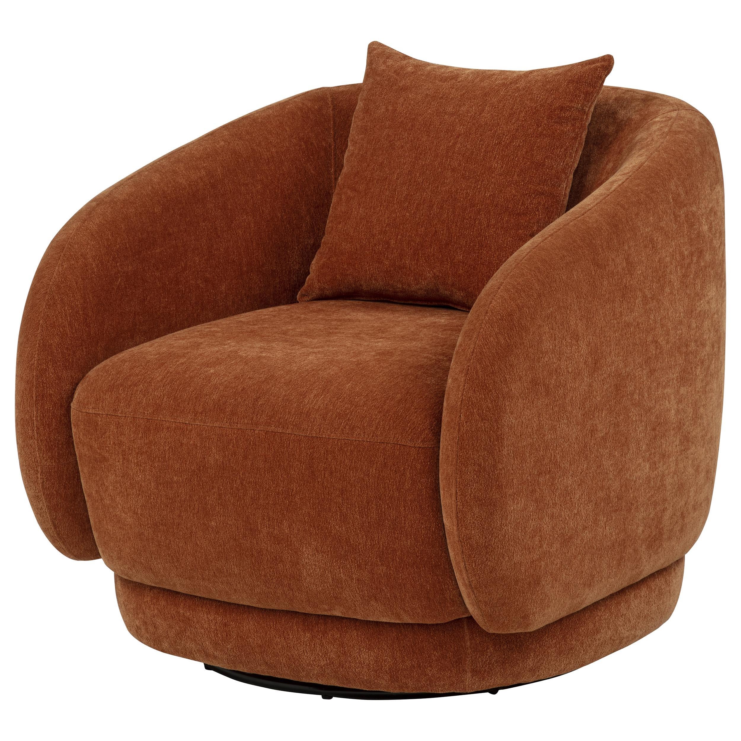 Coaster Furniture Arnaud 903488 Chenille Upholstered Swivel Accent Chair - Burnt Orange IMAGE 3