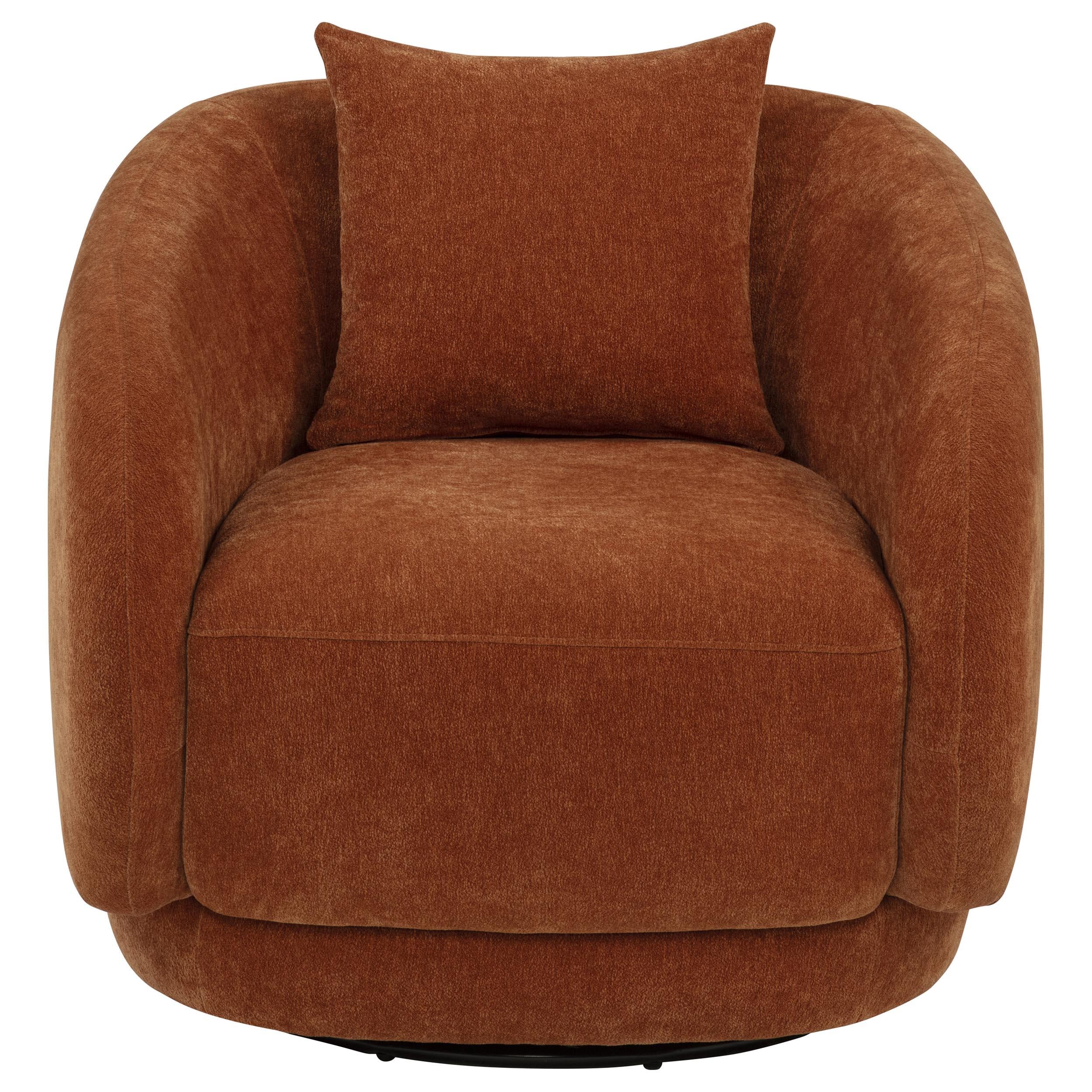  Coaster Furniture Arnaud 903488 Chenille Upholstered Swivel Accent Chair - Burnt Orange IMAGE 7