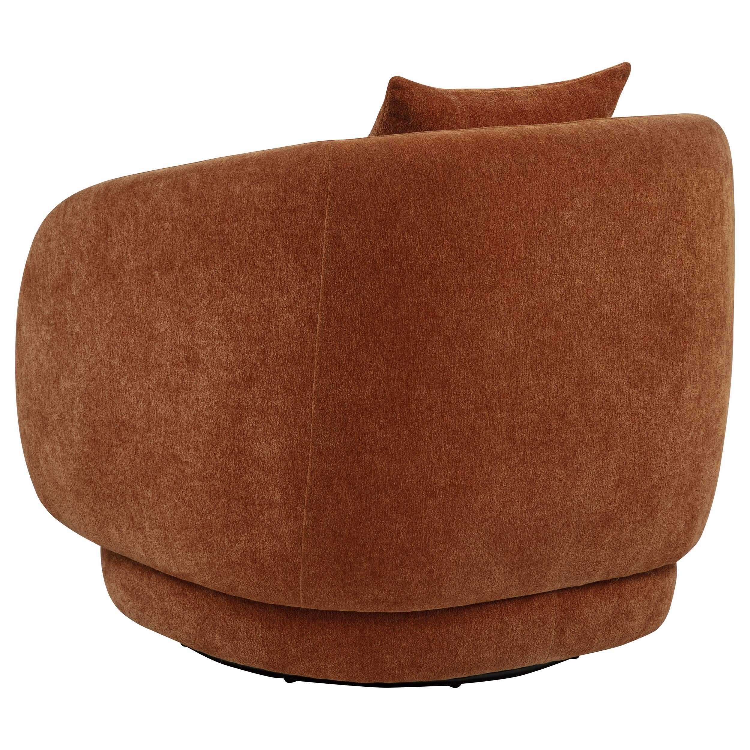 Coaster Furniture Arnaud 903488 Chenille Upholstered Swivel Accent Chair - Burnt Orange IMAGE 9