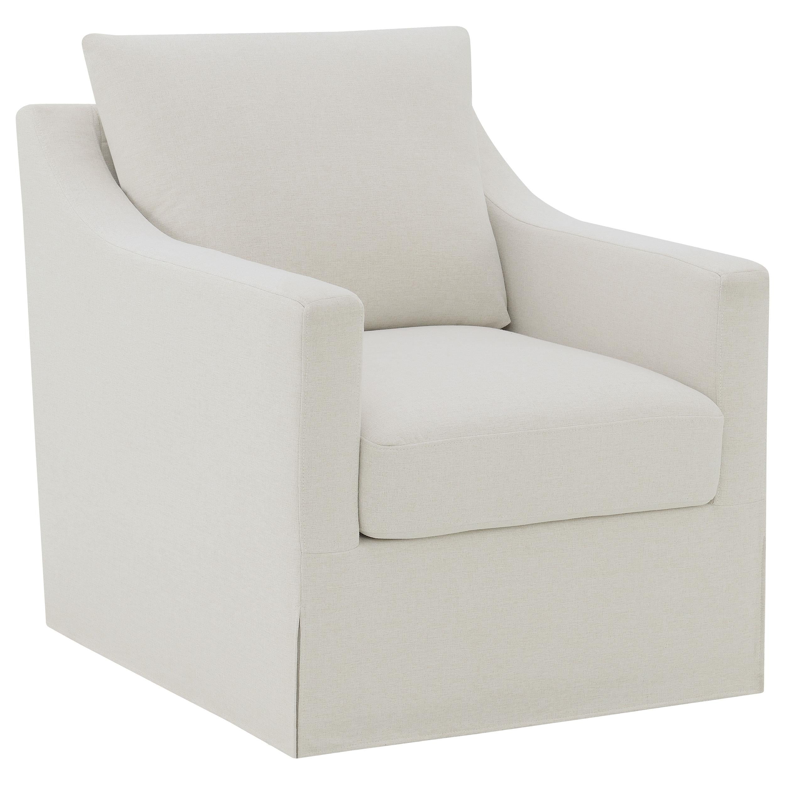  Coaster Furniture Winter 904133 Upholstered Sloped Arm Accent Swivel Chair - Beige IMAGE 1
