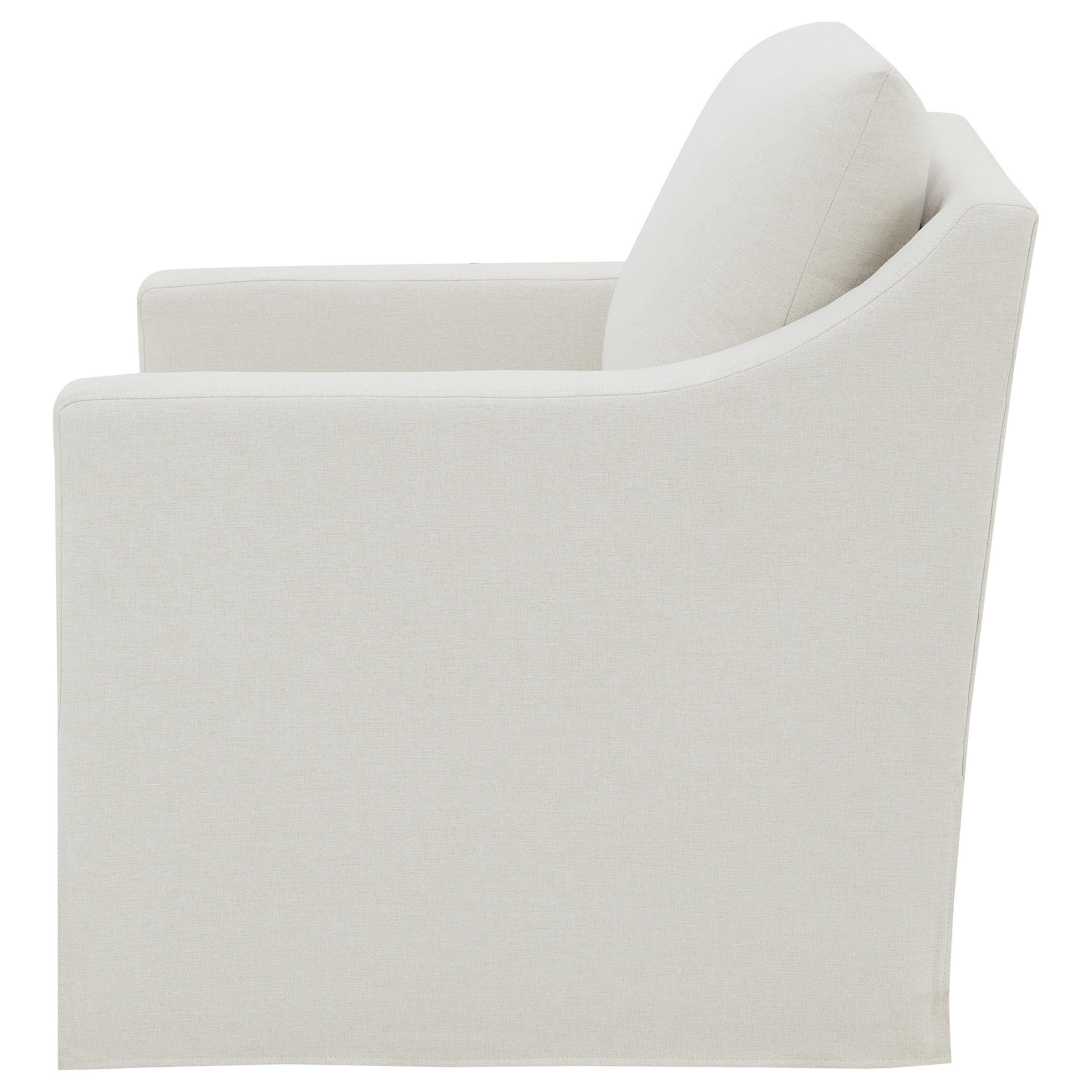  Coaster Furniture Winter 904133 Upholstered Sloped Arm Accent Swivel Chair - Beige IMAGE 4
