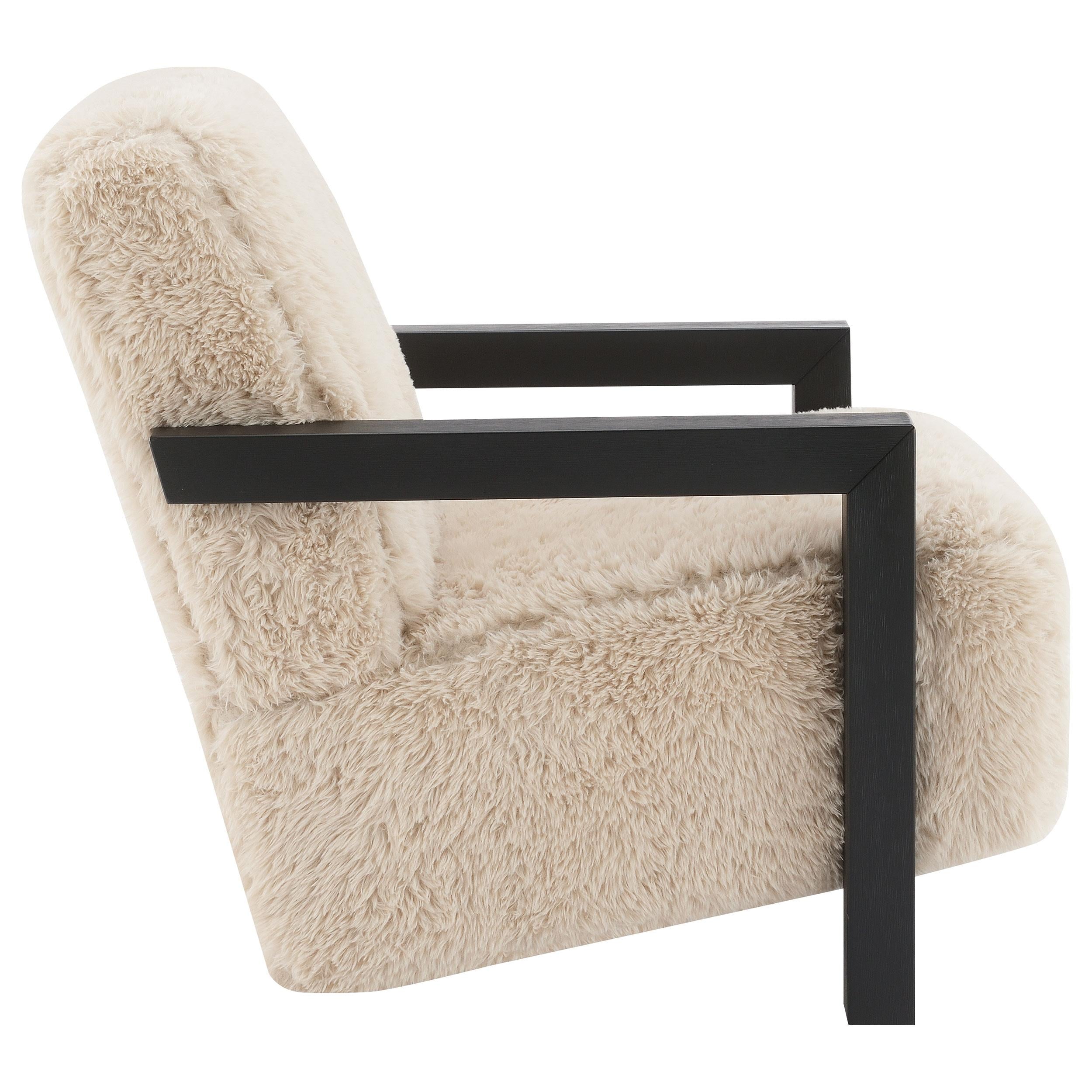  Coaster Furniture Fitzroy 907533 Faux Fur Upholstered Chair Solid Wood Arms - Latte IMAGE 11