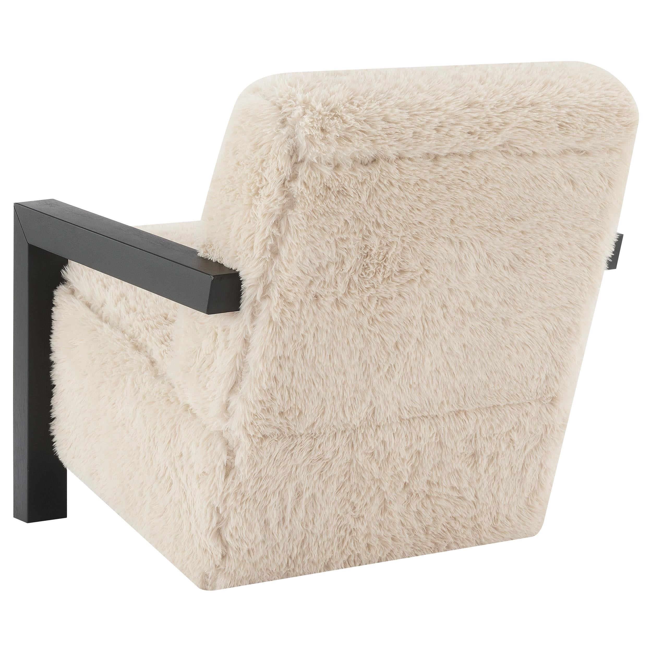  Coaster Furniture Fitzroy 907533 Faux Fur Upholstered Chair Solid Wood Arms - Latte IMAGE 5