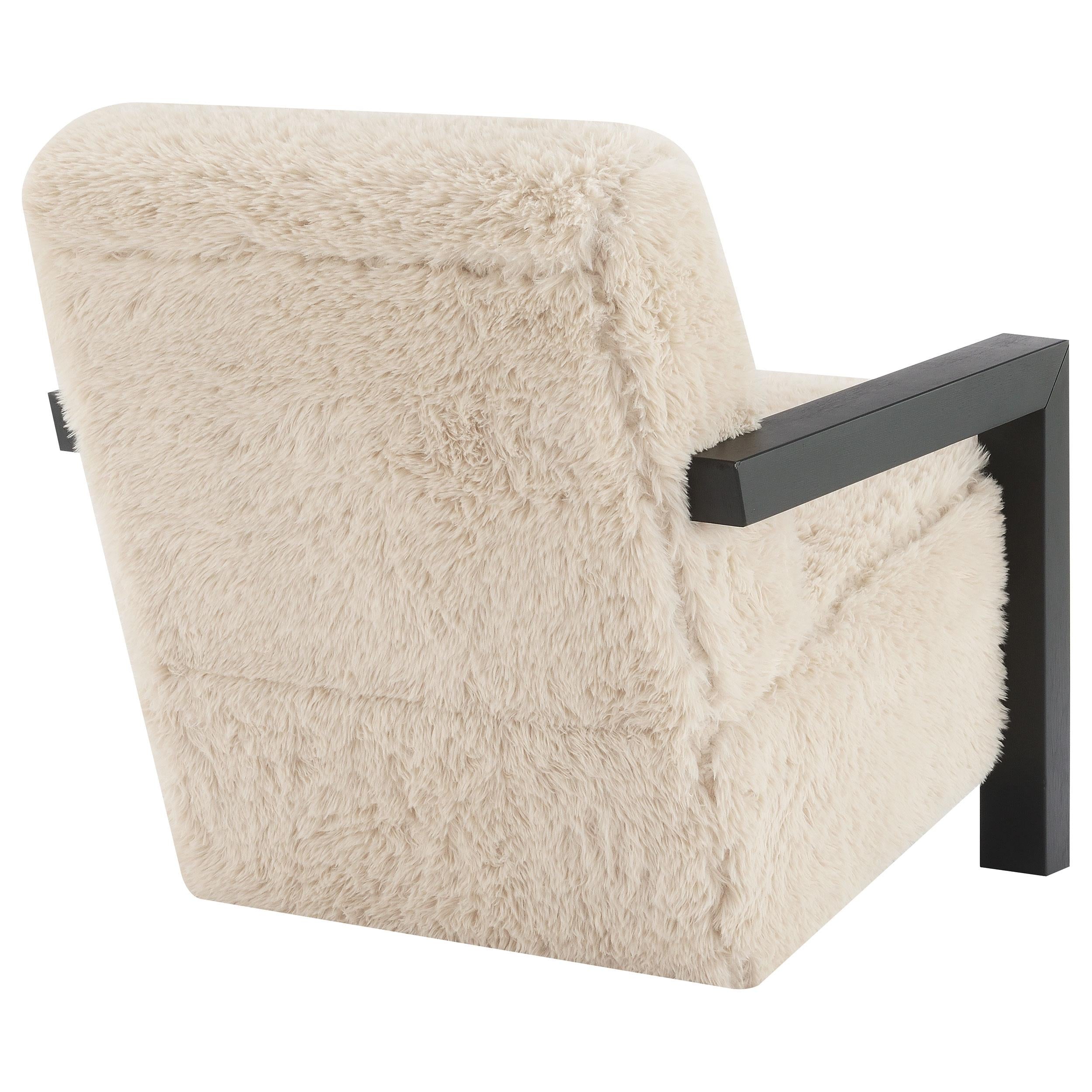  Coaster Furniture Fitzroy 907533 Faux Fur Upholstered Chair Solid Wood Arms - Latte IMAGE 7