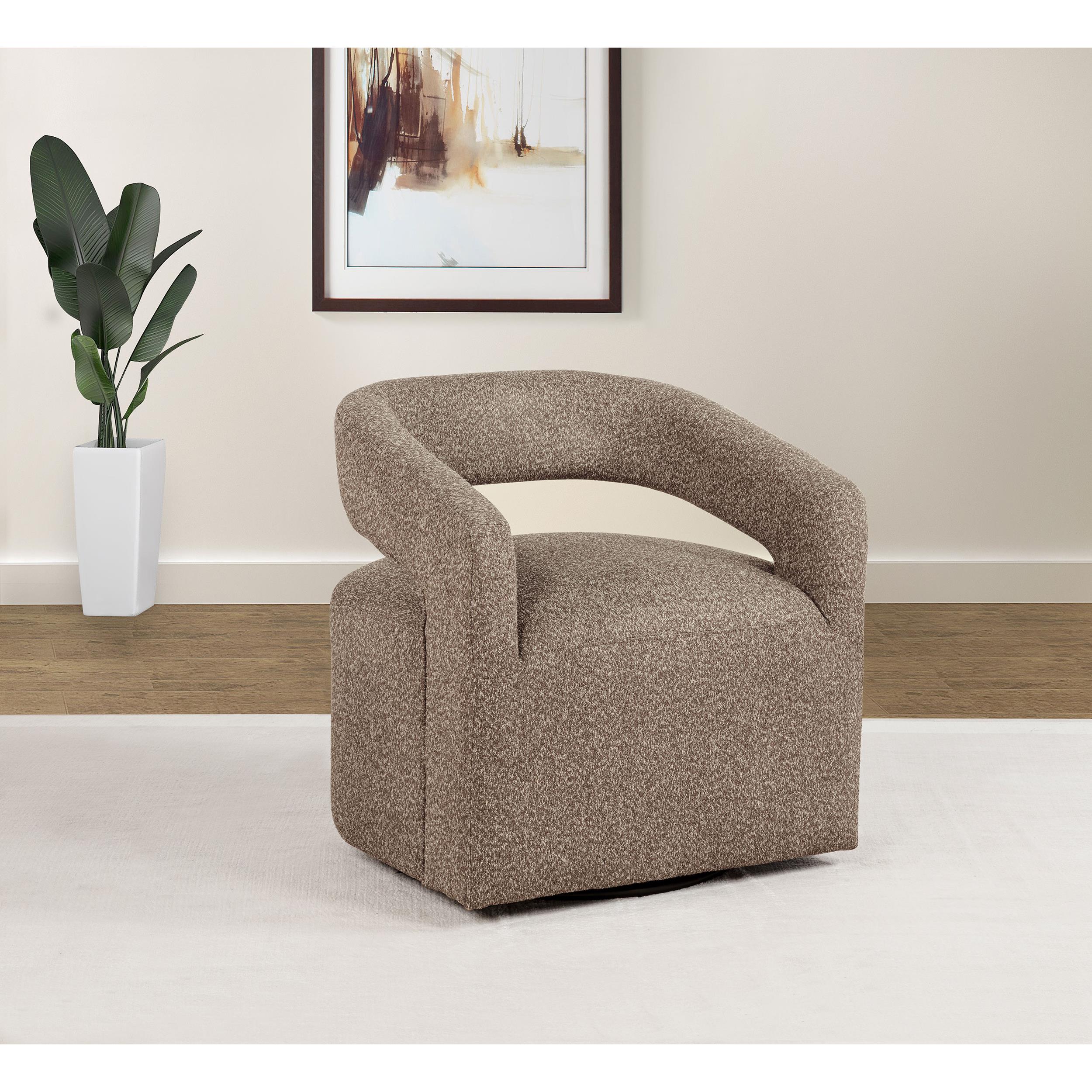  Coaster Furniture Westhill 907538 Boucle Upholstered Swivel Accent Chair - Rocky Road IMAGE 4