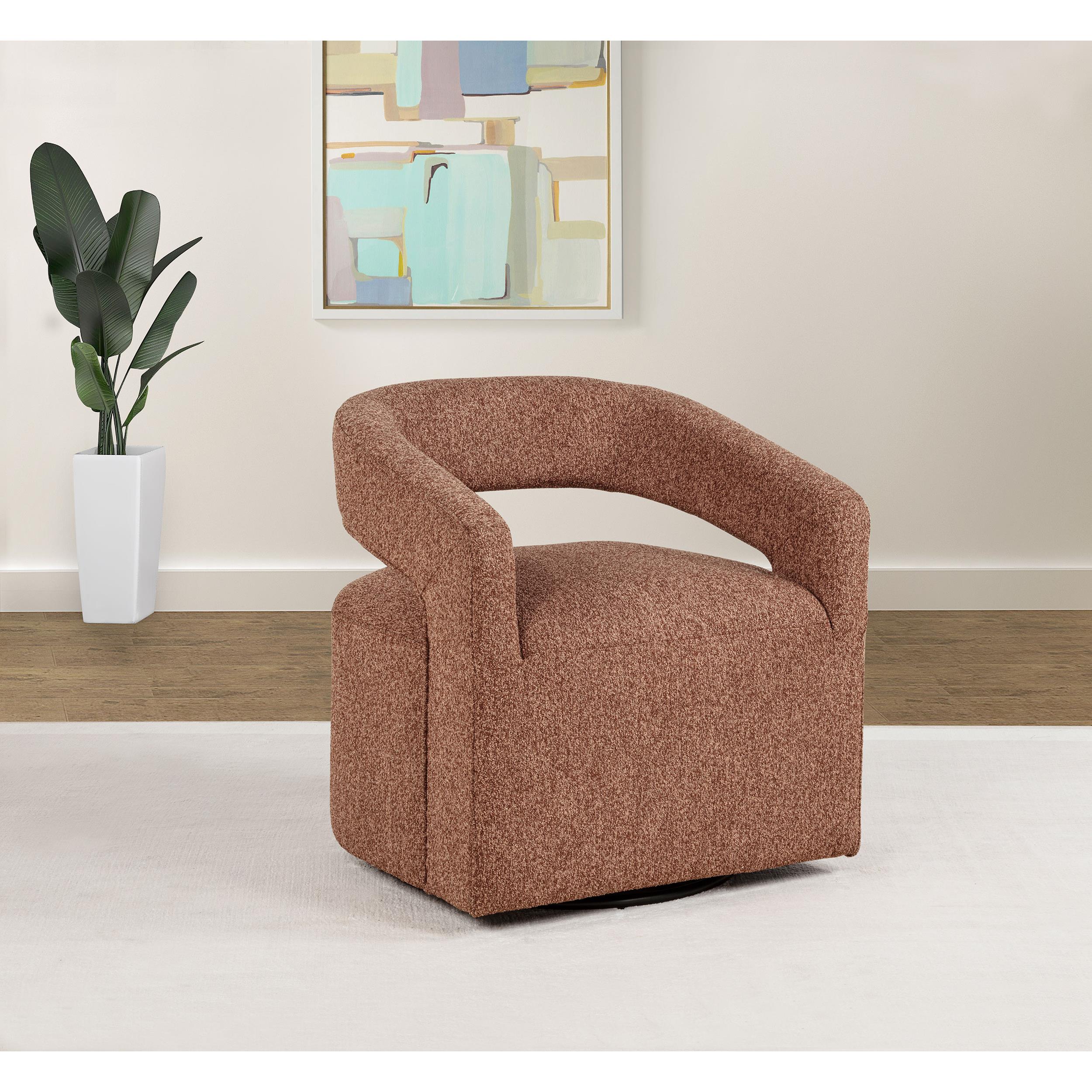  Coaster Furniture Westhill 907539 Boucle Upholstered Swivel Accent Chair - Berry IMAGE 7