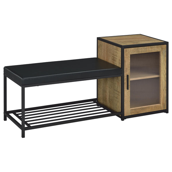 Coaster Furniture Martino 910224 Shoe Storage Entryway Bench with Cabinet - Mango/Black
