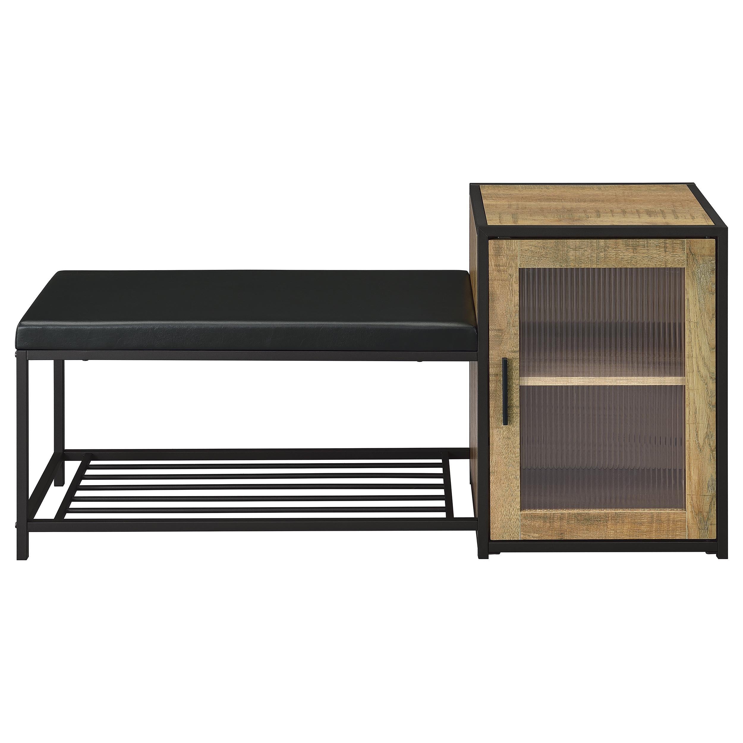  Coaster Furniture Martino 910224 Shoe Storage Entryway Bench with Cabinet - Mango/Black IMAGE 2
