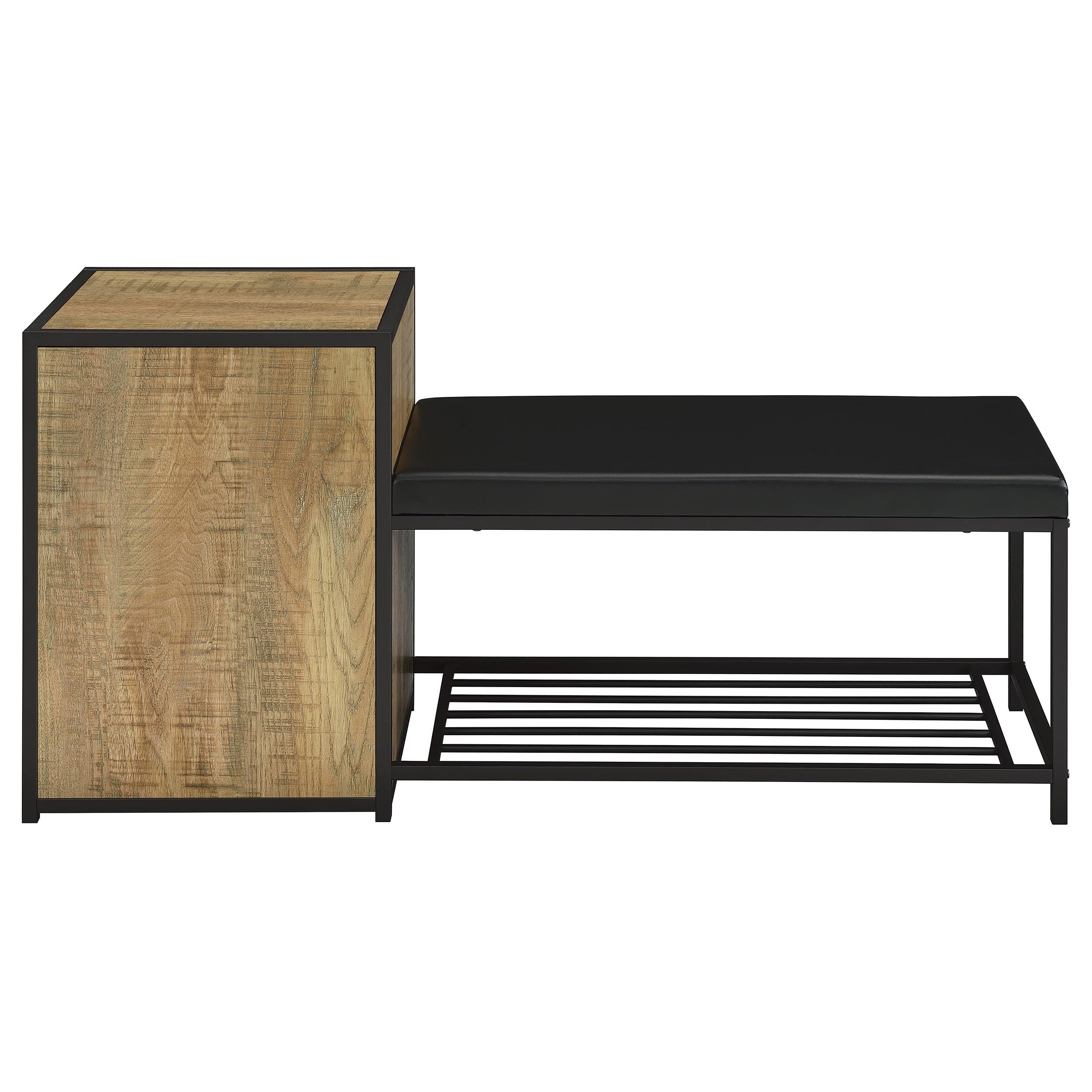  Coaster Furniture Martino 910224 Shoe Storage Entryway Bench with Cabinet - Mango/Black IMAGE 3