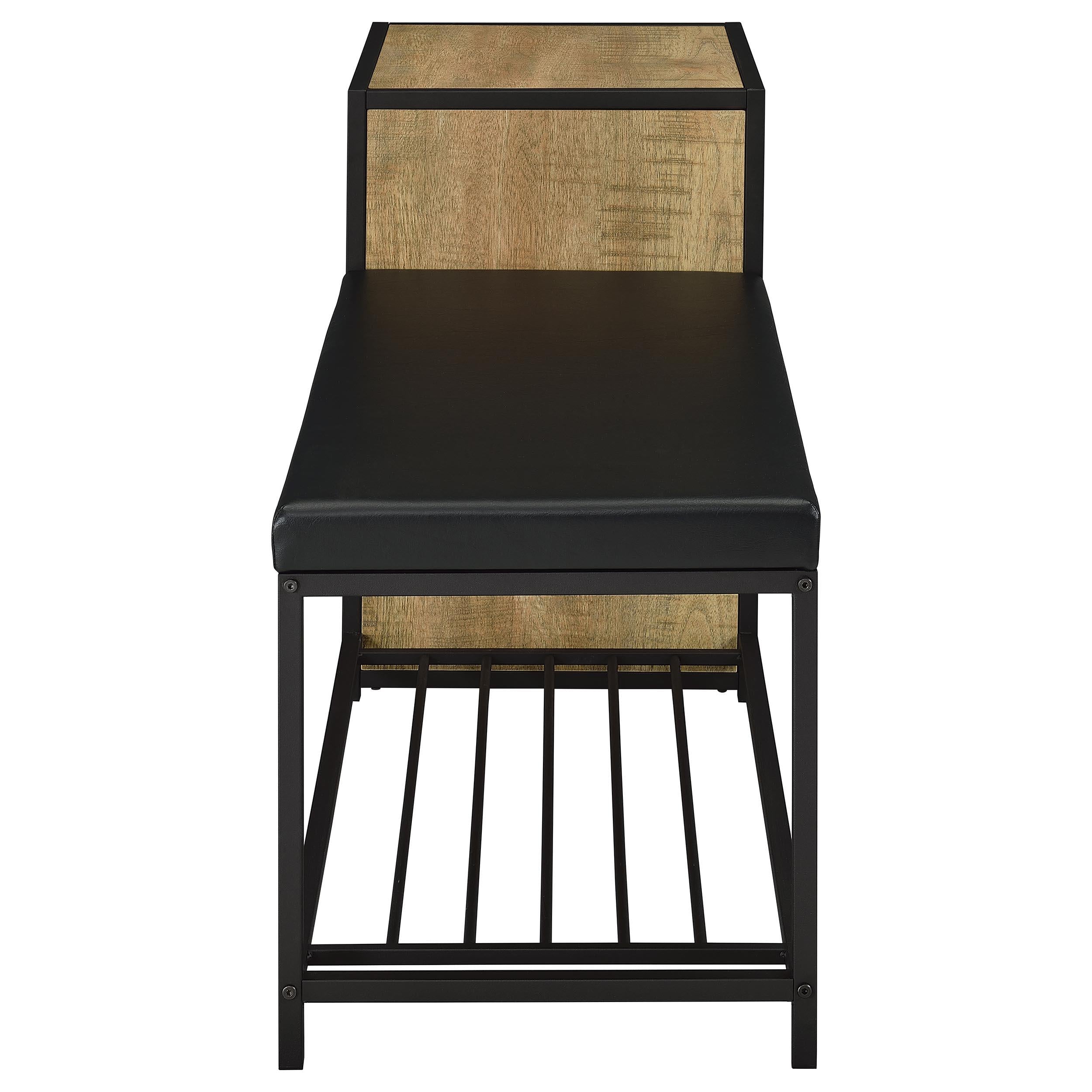  Coaster Furniture Martino 910224 Shoe Storage Entryway Bench with Cabinet - Mango/Black IMAGE 4