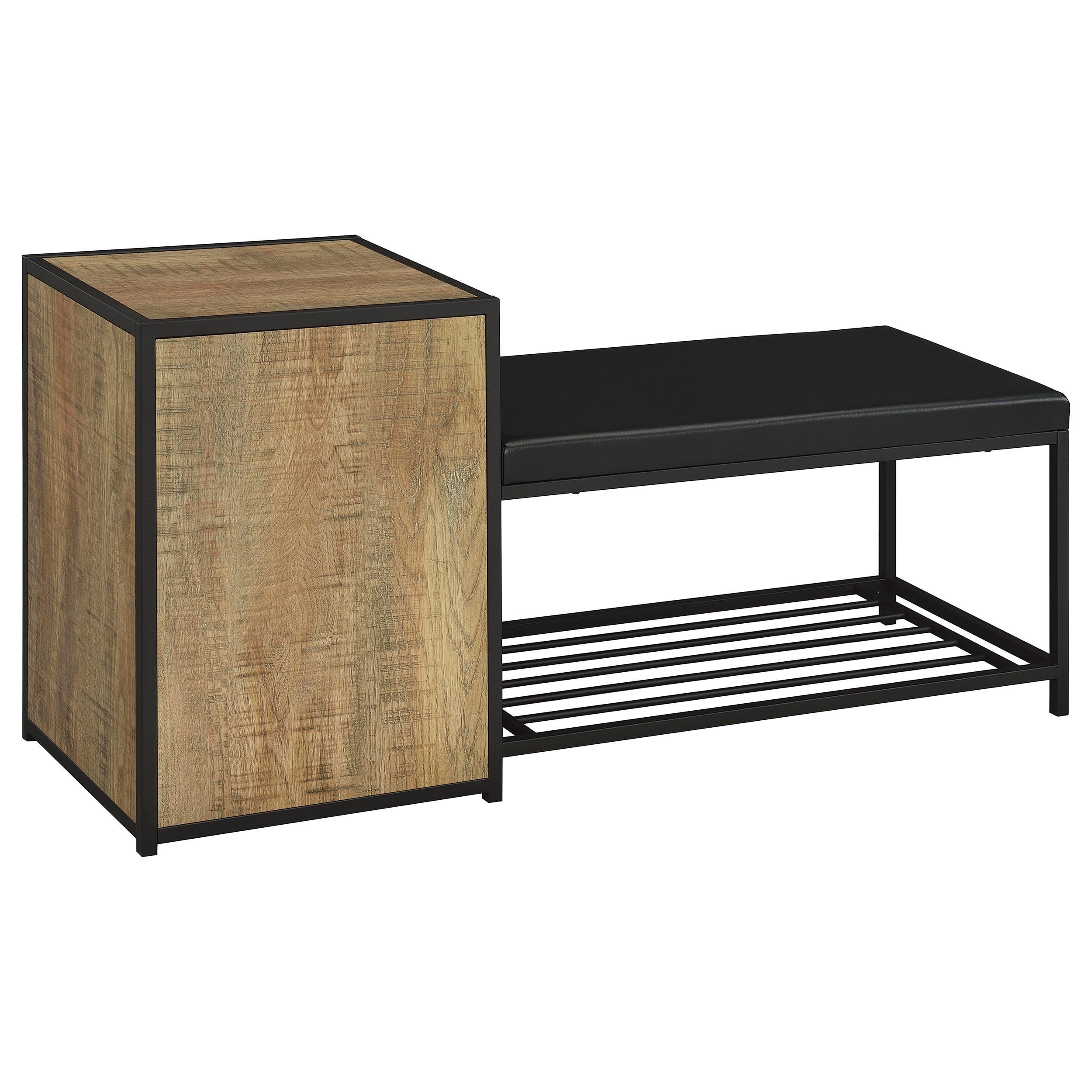  Coaster Furniture Martino 910224 Shoe Storage Entryway Bench with Cabinet - Mango/Black IMAGE 7