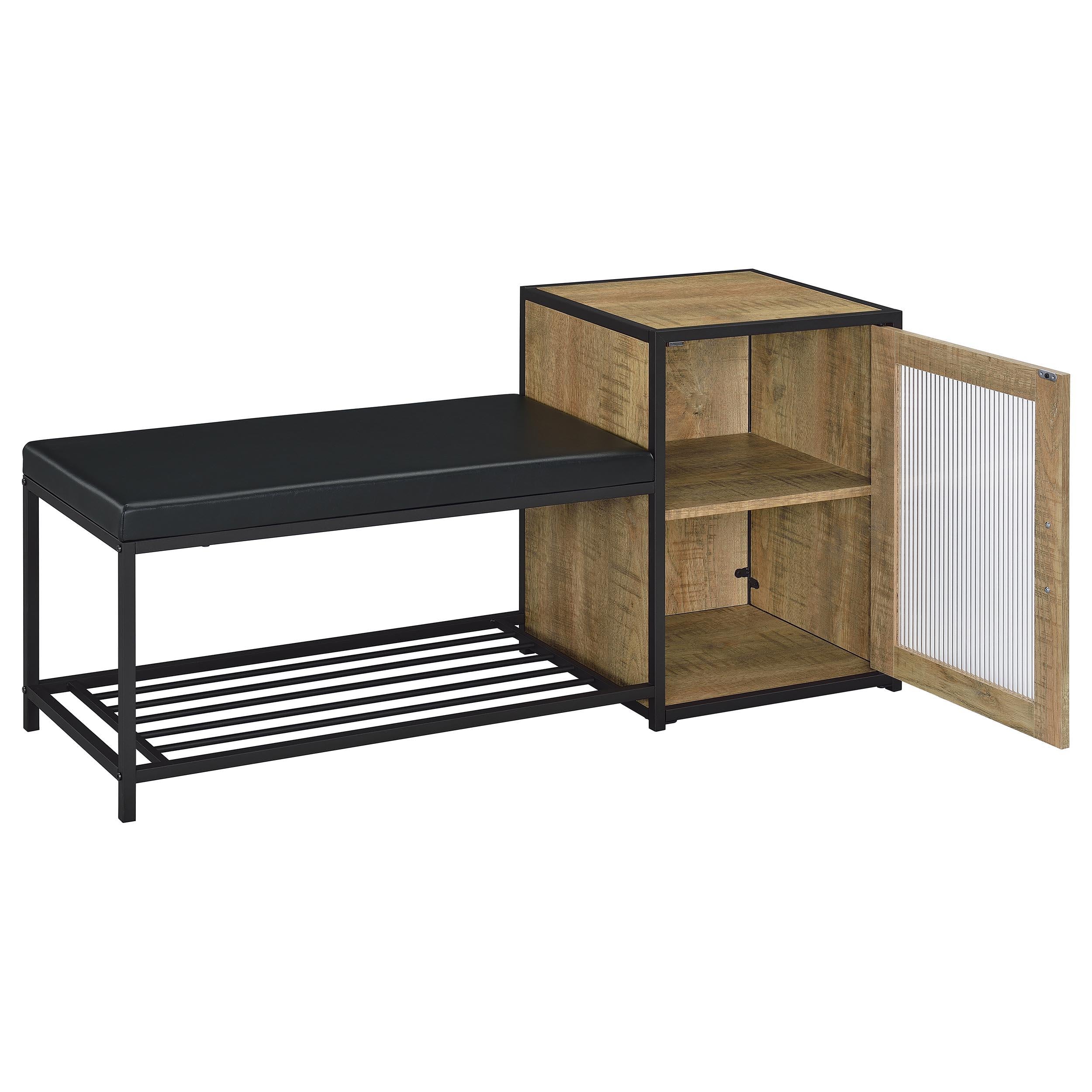  Coaster Furniture Martino 910224 Shoe Storage Entryway Bench with Cabinet - Mango/Black IMAGE 9