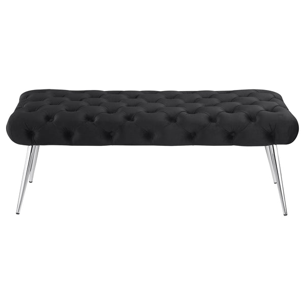 Coaster Furniture Ella 910333 Upholstered Tufted Bench Stainless Steel Legs - Black