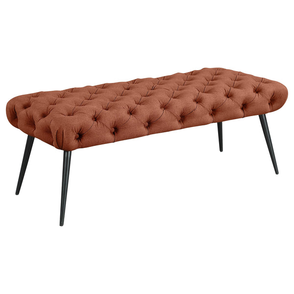 Coaster Furniture Ella 910335 Upholstered Tufted Bench Metal Legs - Rust
