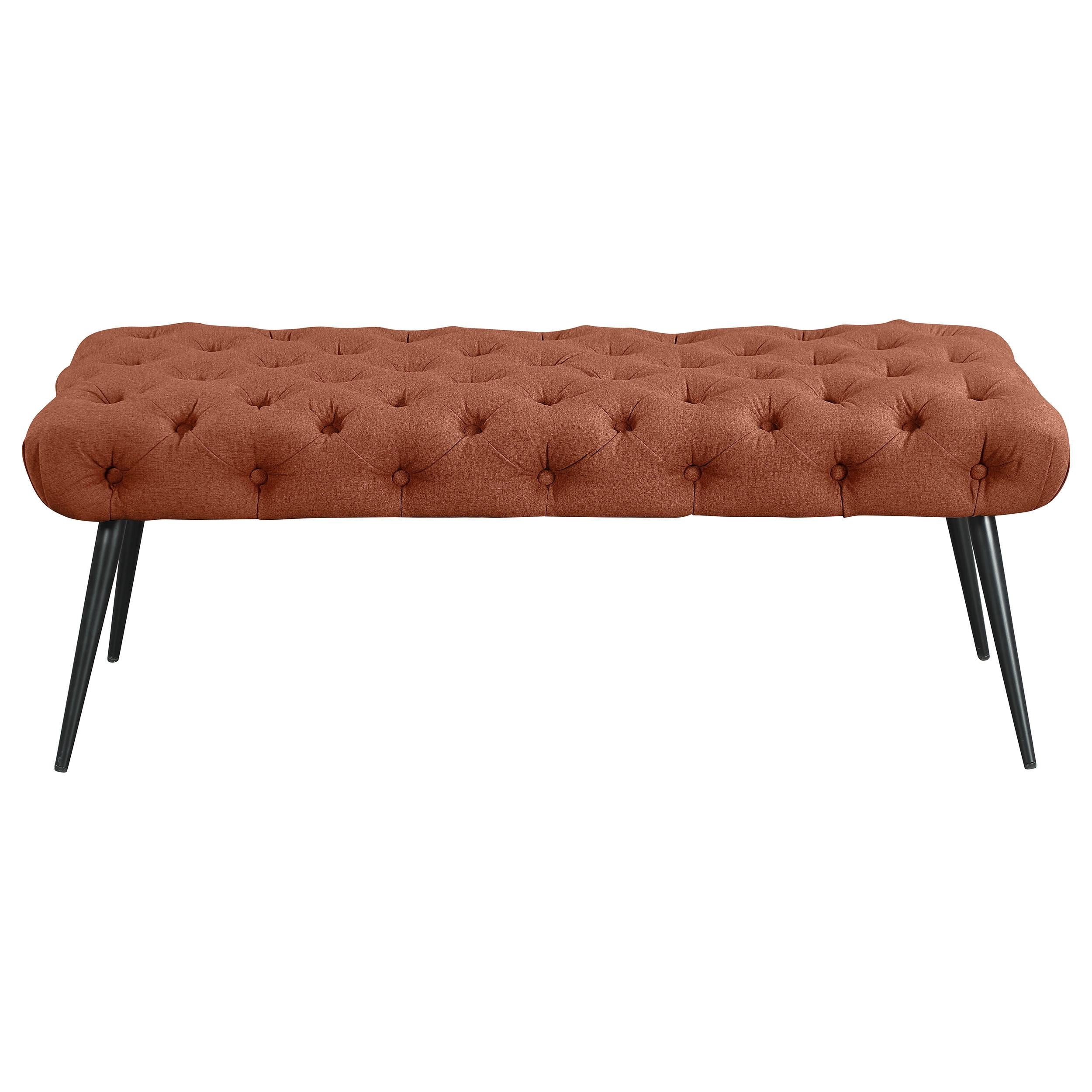  Coaster Furniture Ella 910335 Upholstered Tufted Bench Metal Legs - Rust IMAGE 2