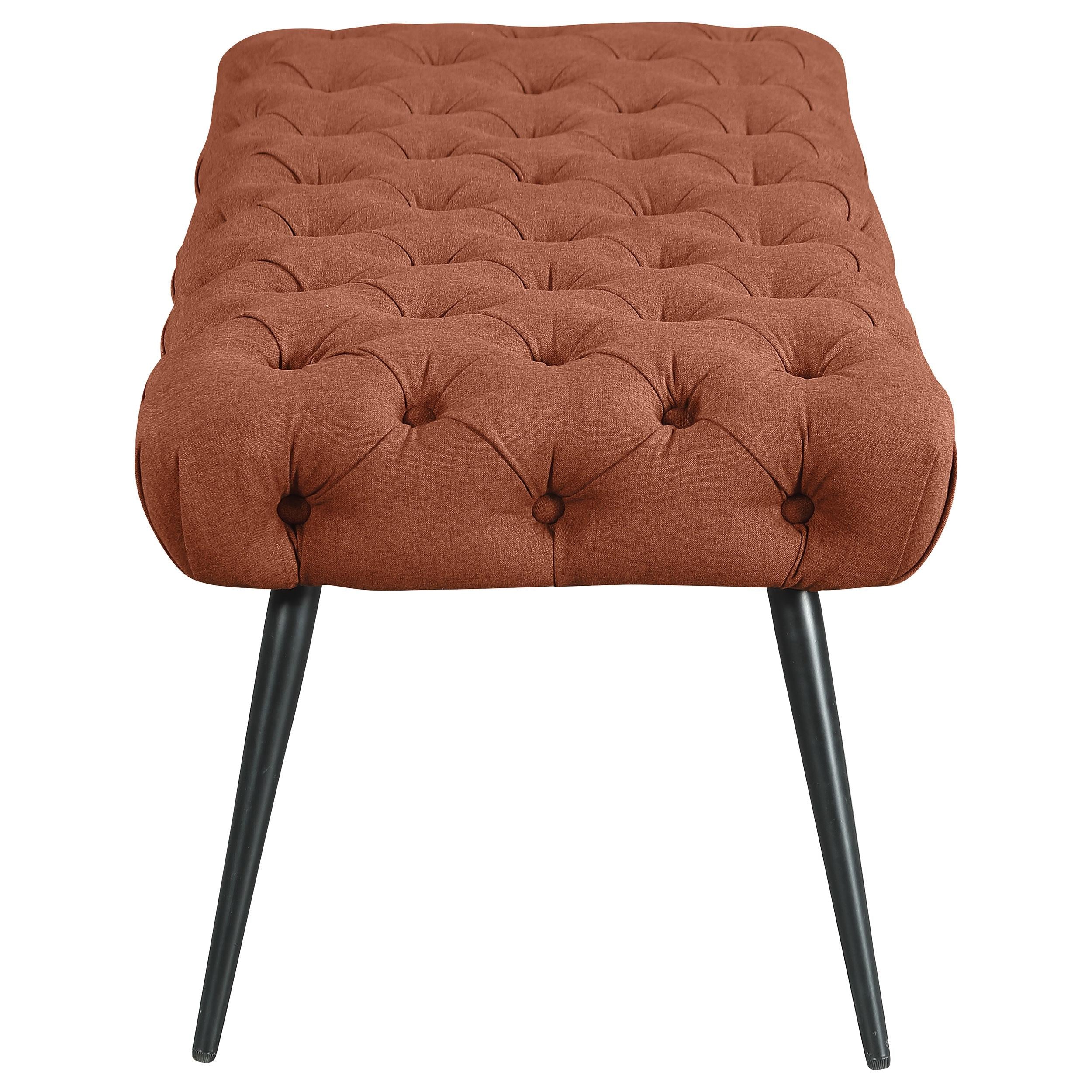  Coaster Furniture Ella 910335 Upholstered Tufted Bench Metal Legs - Rust IMAGE 4