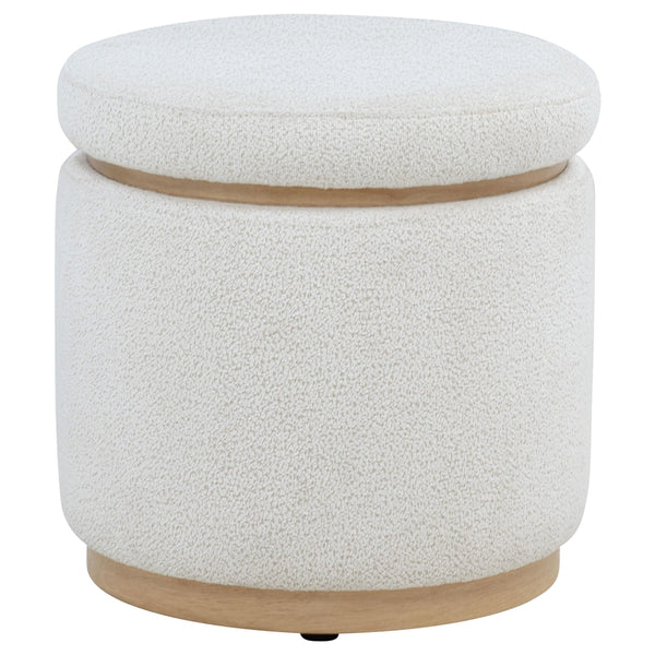 Coaster Furniture Remuda 915423 Boucle Upholstered Round Storage Ottoman - Ivory