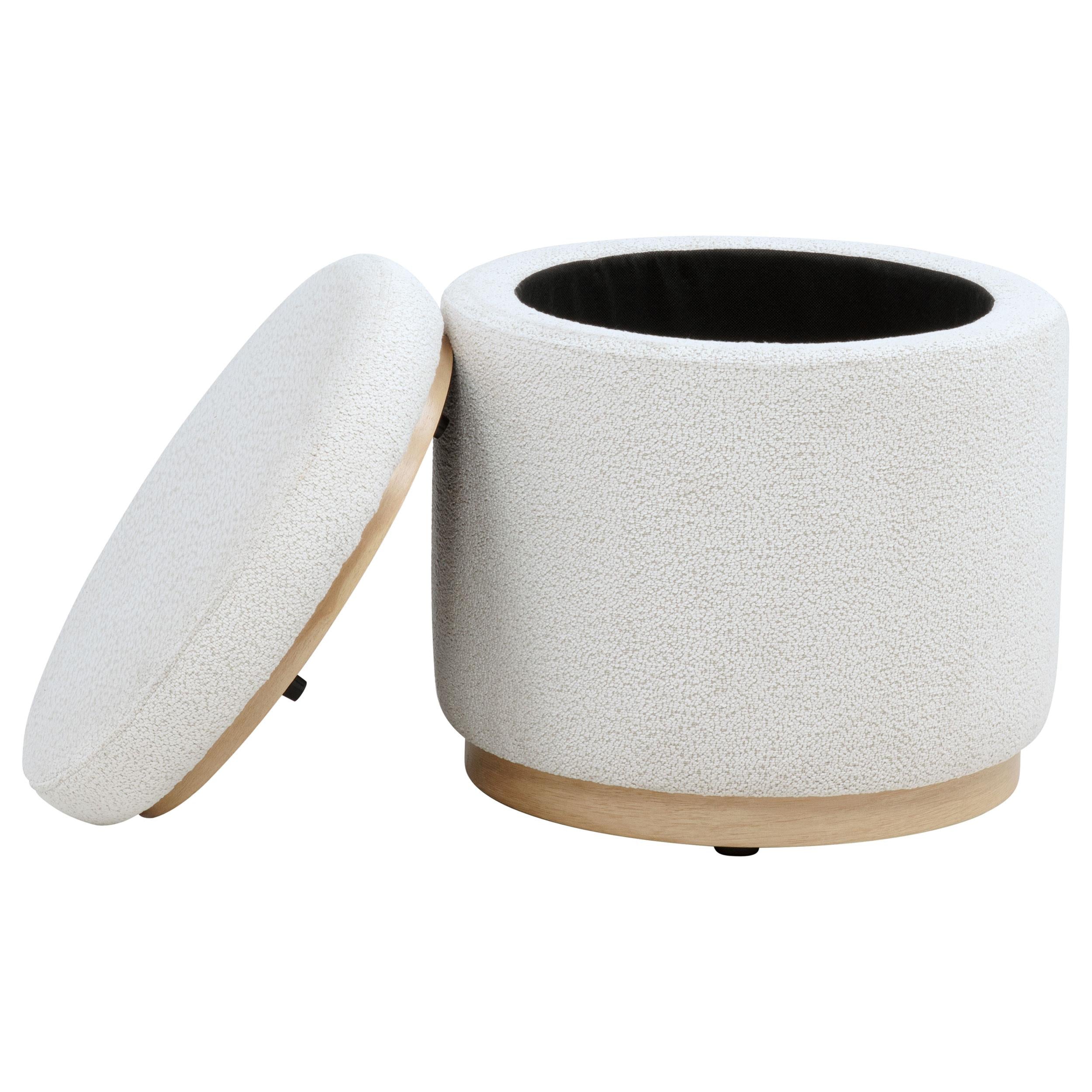 Coaster Furniture Remuda 915423 Boucle Upholstered Round Storage Ottoman - Ivory IMAGE 2