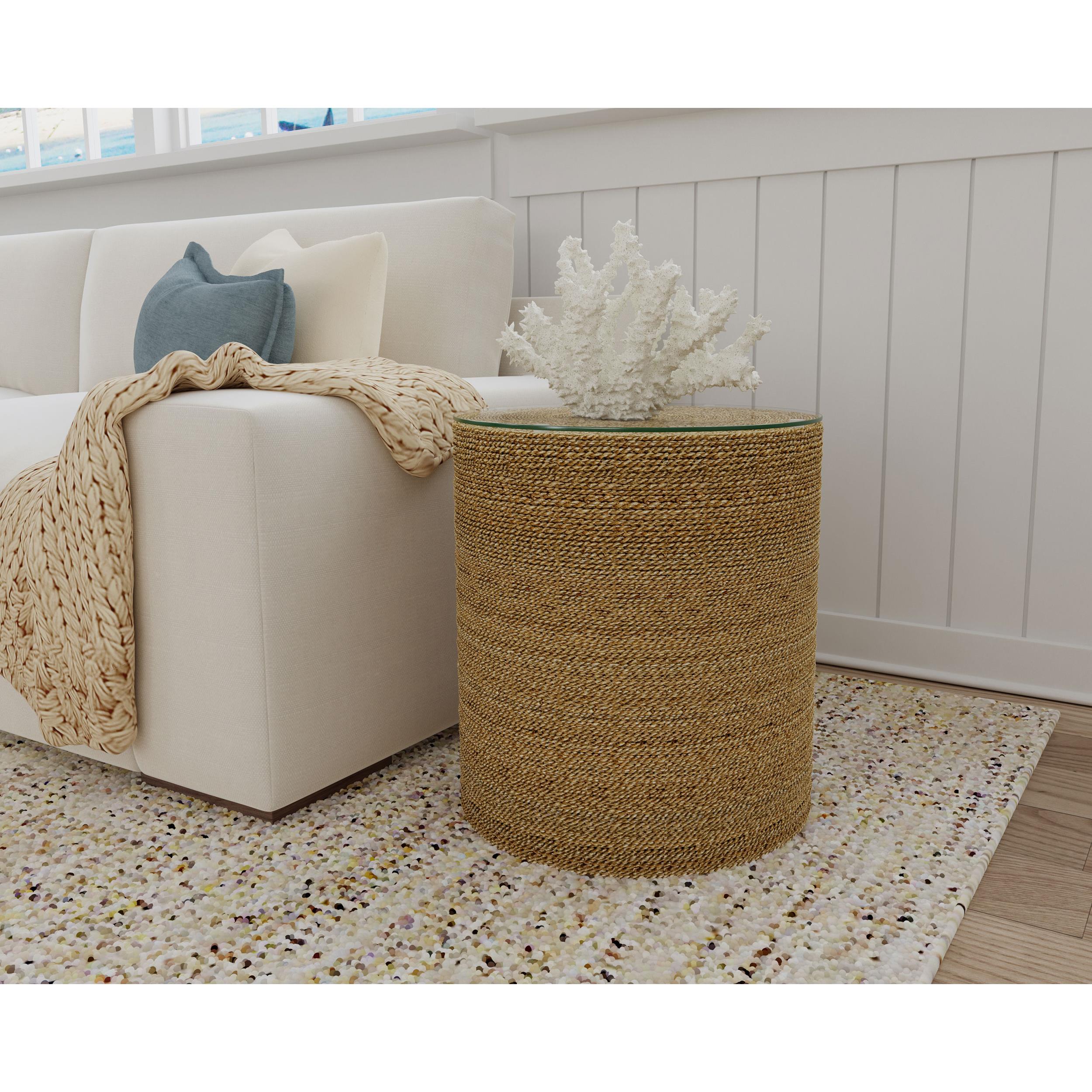  Coaster Furniture Halden 930270 Round Woven Seagrass Accent Side Table - Light Brown IMAGE 6
