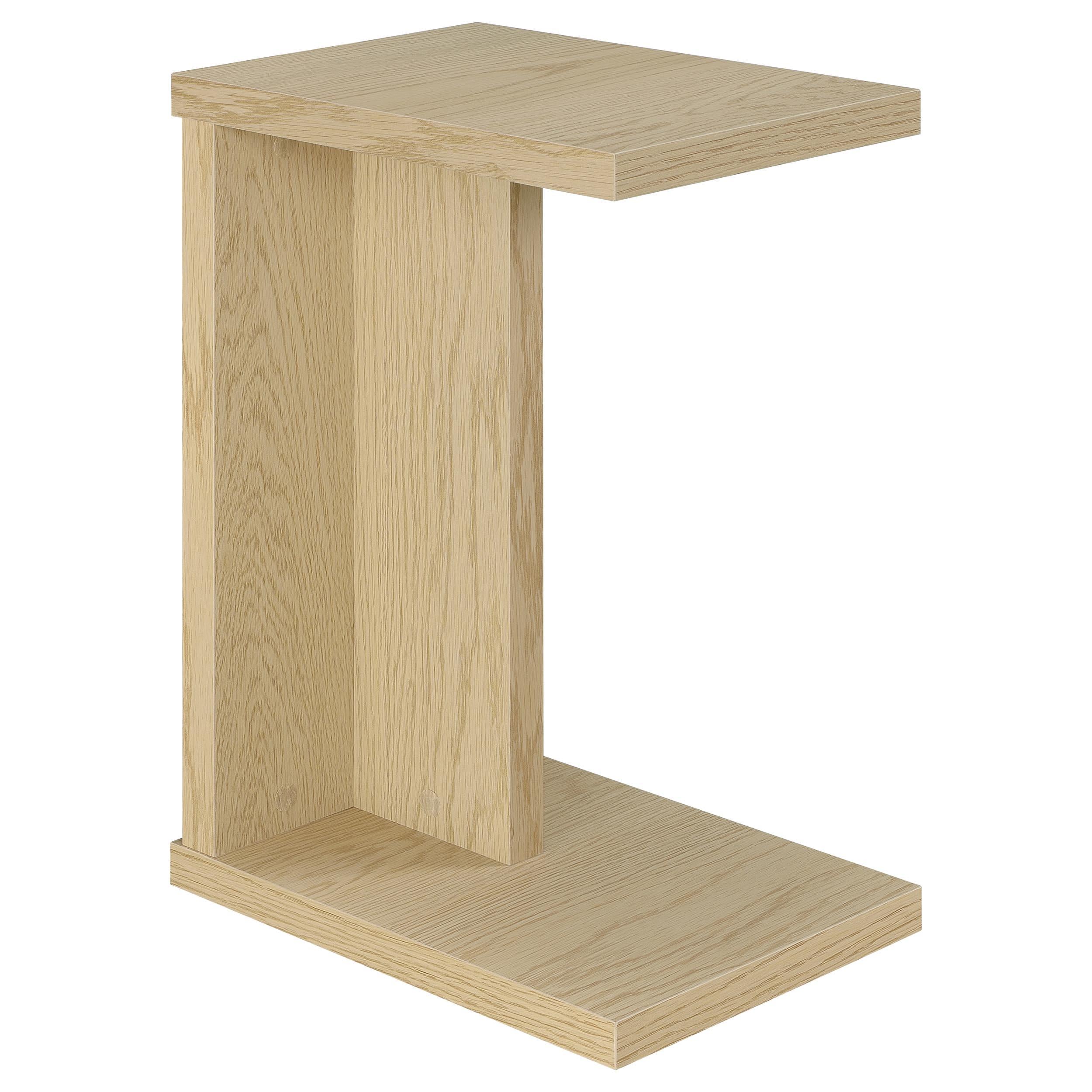  Coaster Furniture Clower 930275 Engineered Wood C-Shaped Sofa Side Table - Light Oak IMAGE 3