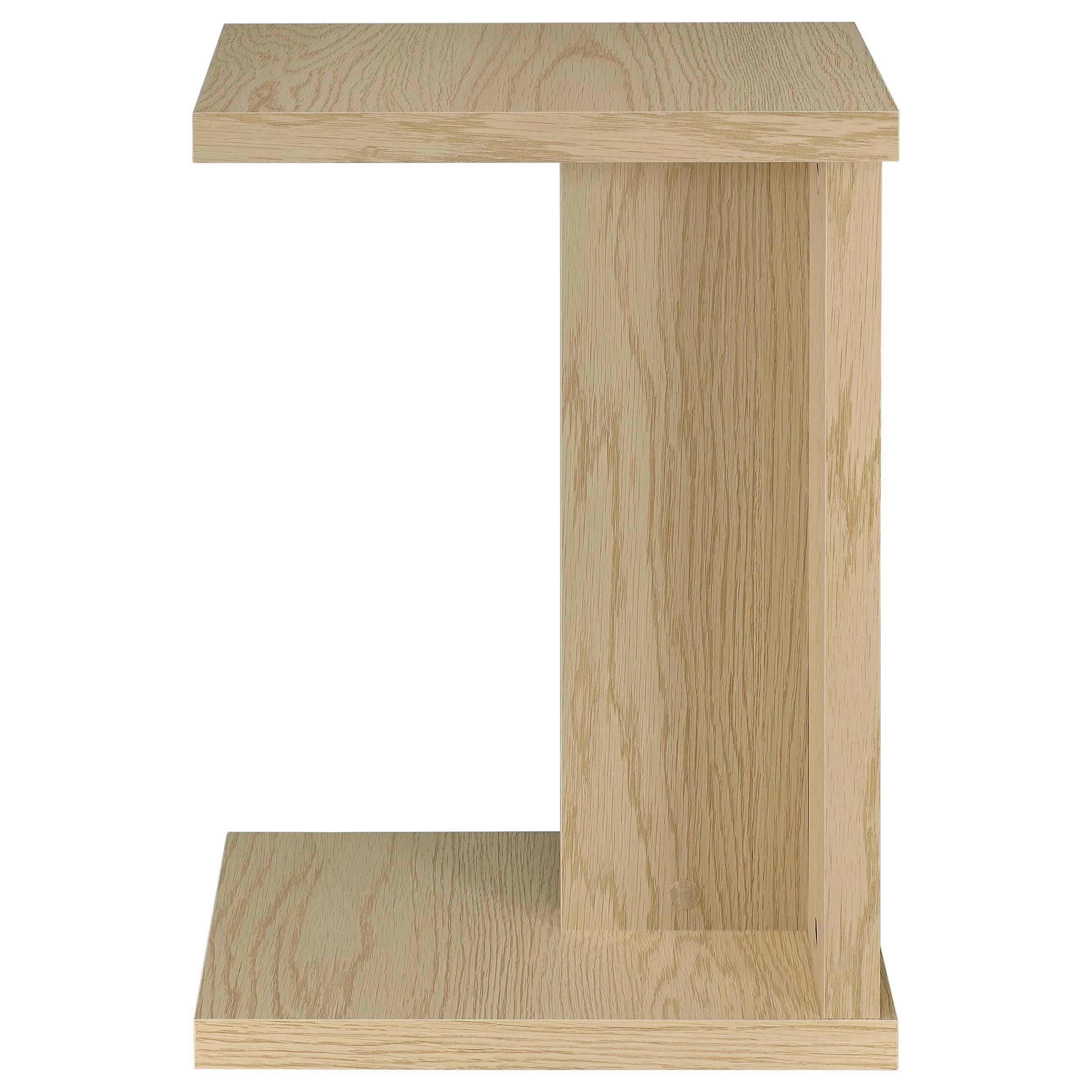  Coaster Furniture Clower 930275 Engineered Wood C-Shaped Sofa Side Table - Light Oak IMAGE 4