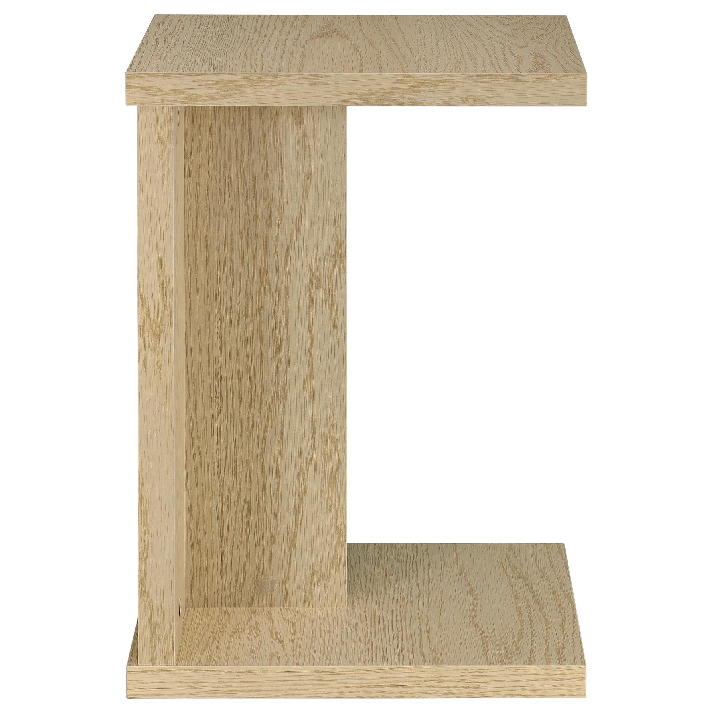  Coaster Furniture Clower 930275 Engineered Wood C-Shaped Sofa Side Table - Light Oak IMAGE 5